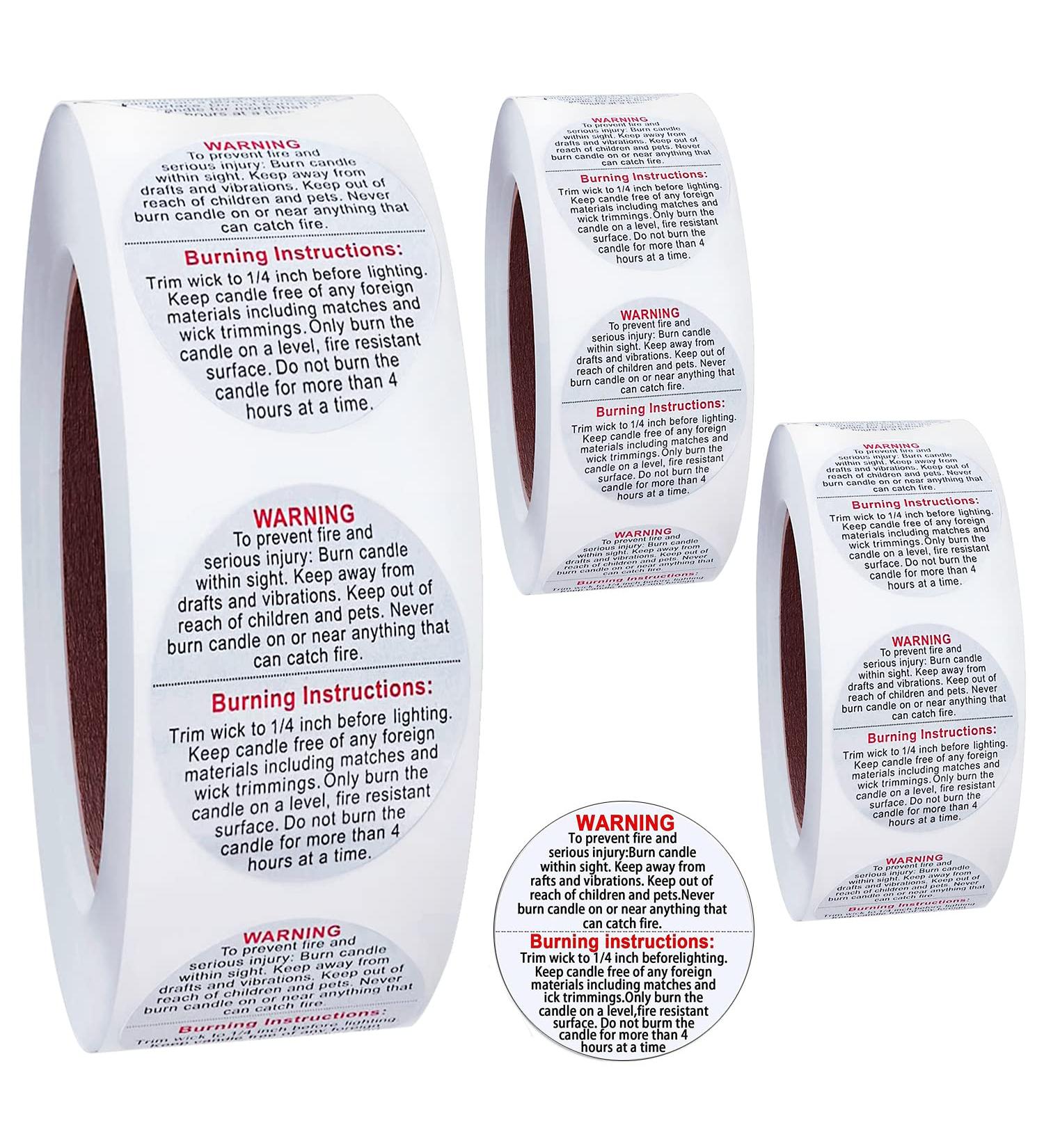 Goiio 1500 Pcs Candle Warning Labels - Candle Safety Stickers for DIY Candle Making - 1.5inch White Jar Container Stickers - Buy Online on SooperMarket.com