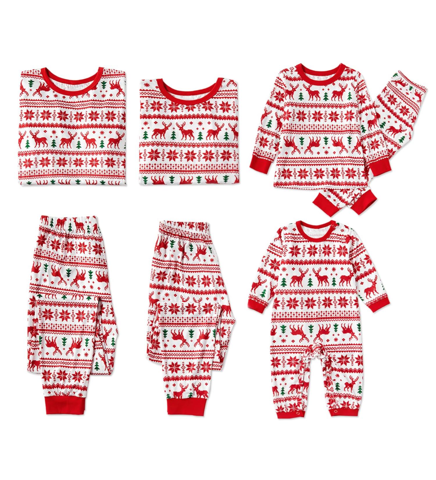 PatPat Family Christmas PJs Set | Matching Reindeer & Snowflake Sleepwear for Couples & Kids | Red/White | Men's XXL - Buy Online on SooperMarket.com