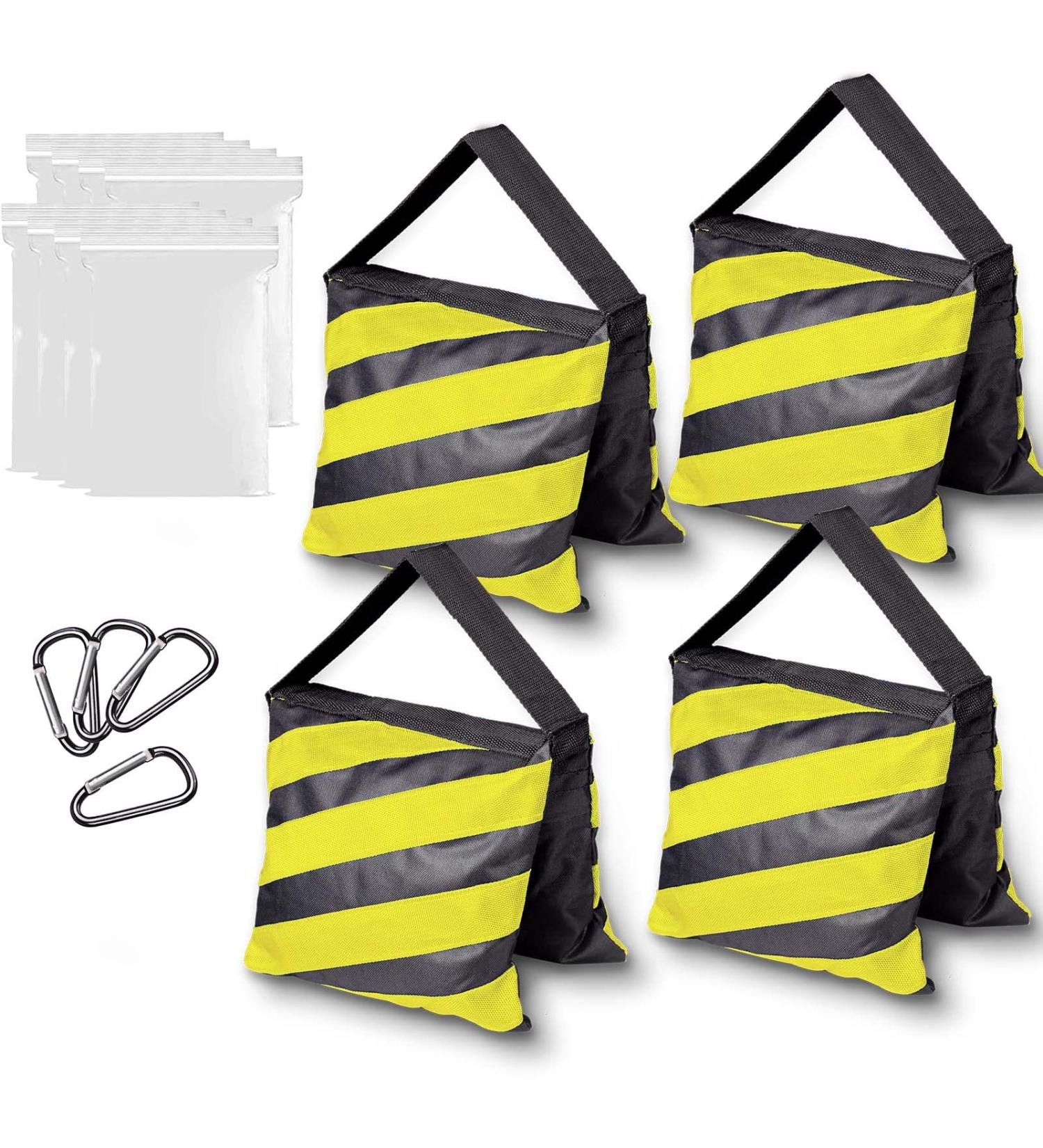 EMART Sandbags Set for Light Tripod & Photography Stand - 4 Pack Yellow Weight Bags for Outdoor Movie Screen, C-Stand, Camera - Each Bag Holds 25 lbs - Buy Online on SooperMarket.com