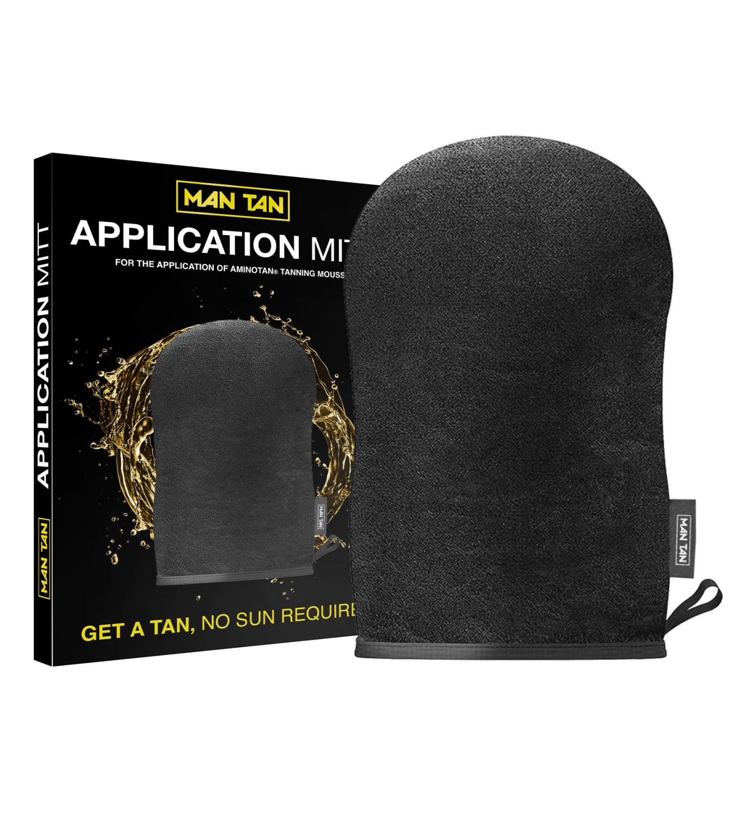 Sunless Tanner Large Mitt Applicator | AMINOTAN Best Clear Self Tan Mousse For Men Works With Hair + Sweat Proof
