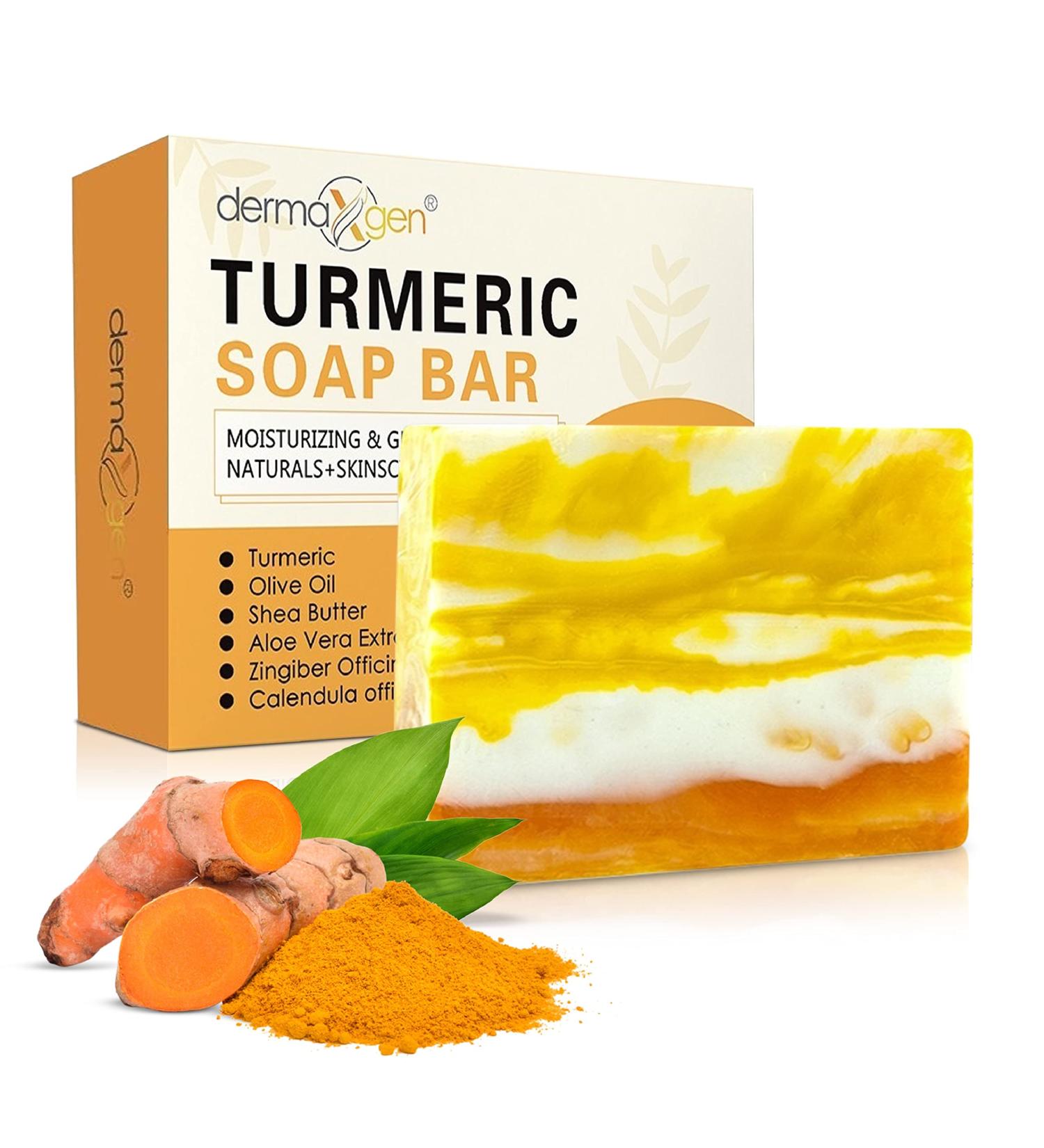 Organic Turmeric Soap Bar 3.5 OZ - Handcrafted Skincare for Face & Body | Blemish Control, Acne Reduction, Radiant Skin | Fades Scars, Sun Damage, Age Spots - Natural Ingredients - Buy Online on SooperMarket.com