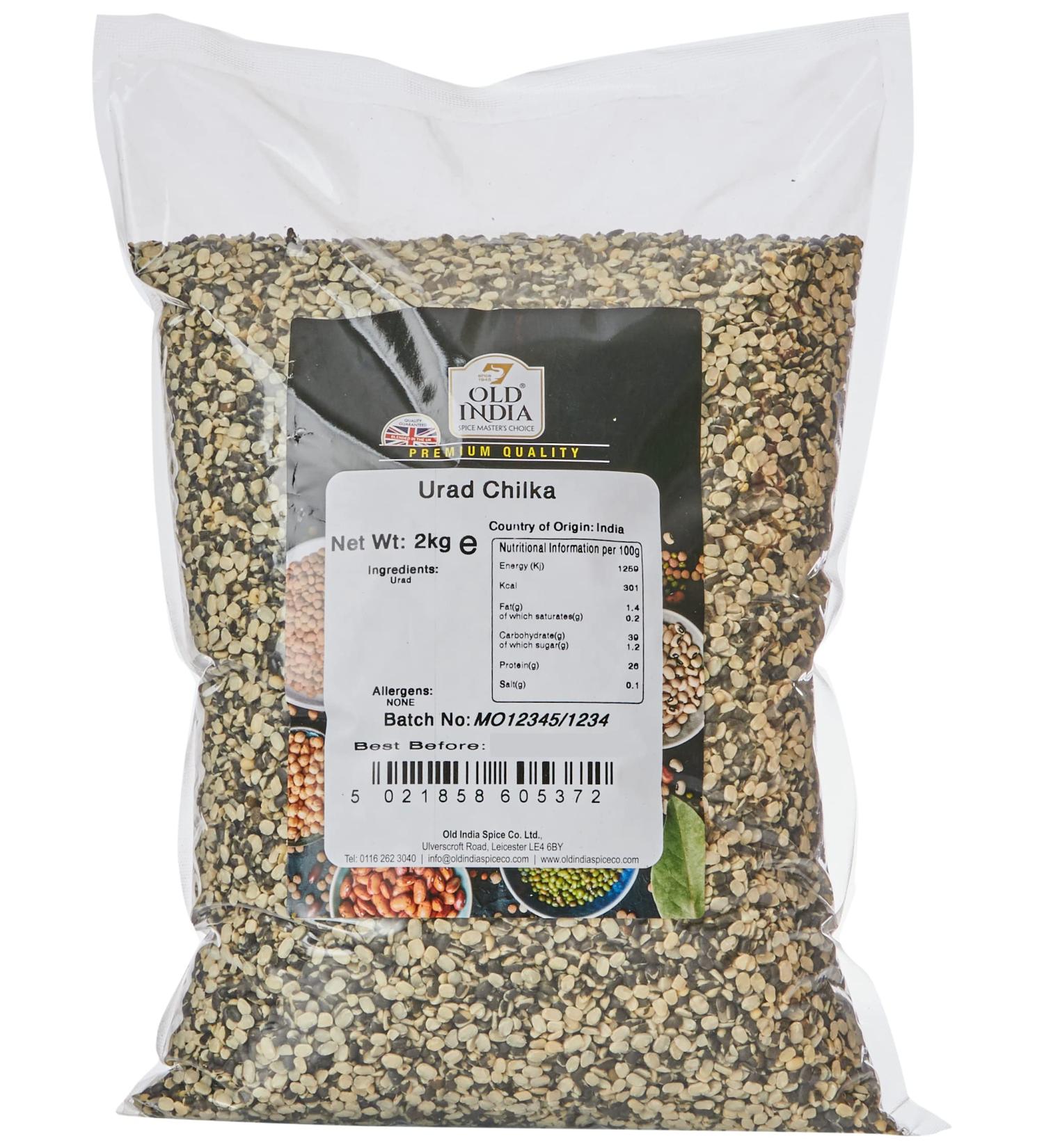 Old India Urad Chilka 2kg - Premium Quality Black Gram Skinless Beans - Buy Online on SooperMarket.com
