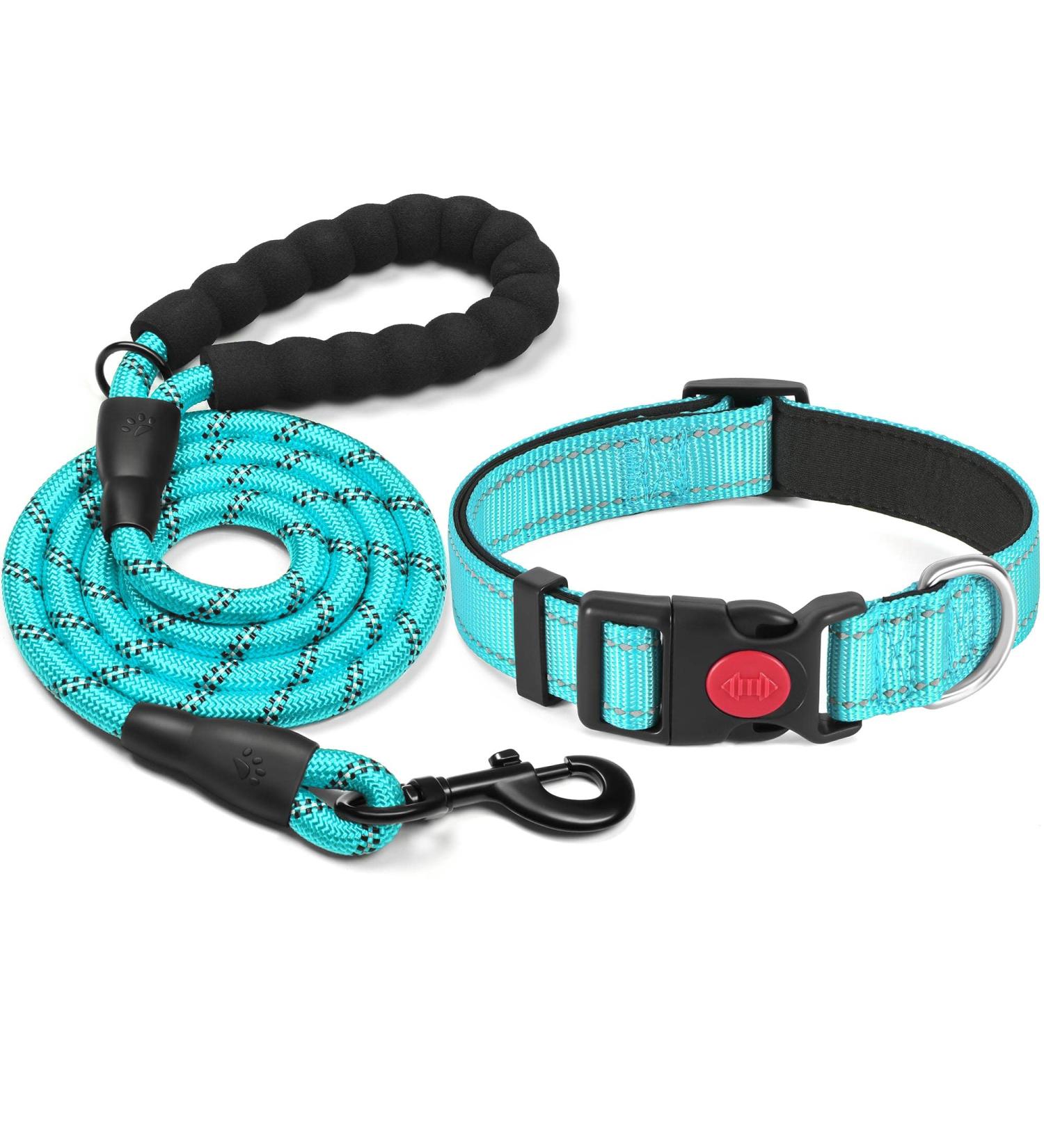 Haapaw Reflecting Dog Collar - Padded Soft Neoprene Breathable Nylon for Small to Medium Dogs - Turquoise (1-Pack) - Buy Online on SooperMarket.com