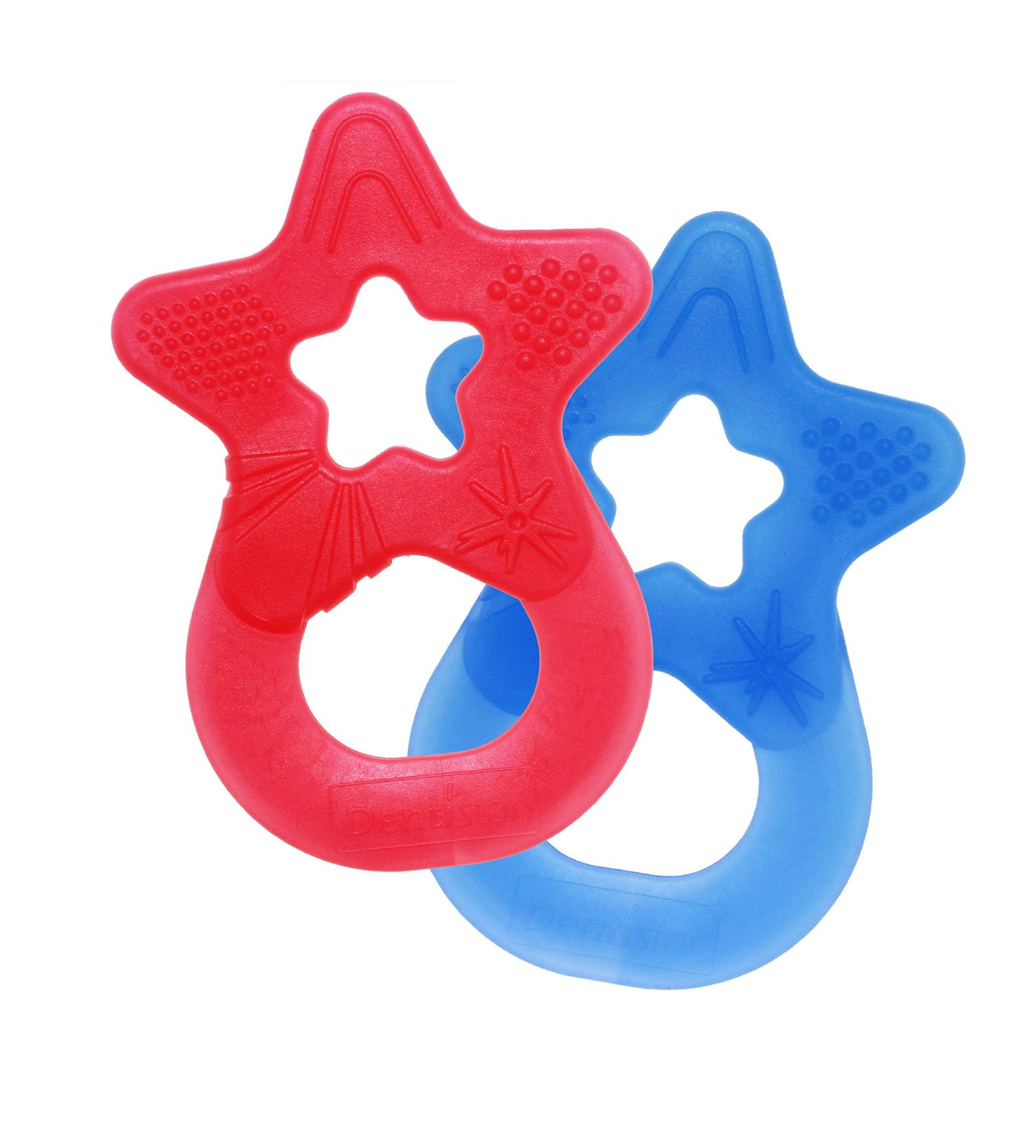 Dentistar Bei ring Set | Teether for Babies & Toddlers 3+ Months | Soft Dental Aid & Massage Ring | Made in Germany | Red & Blue - Buy Online on SooperMarket.com