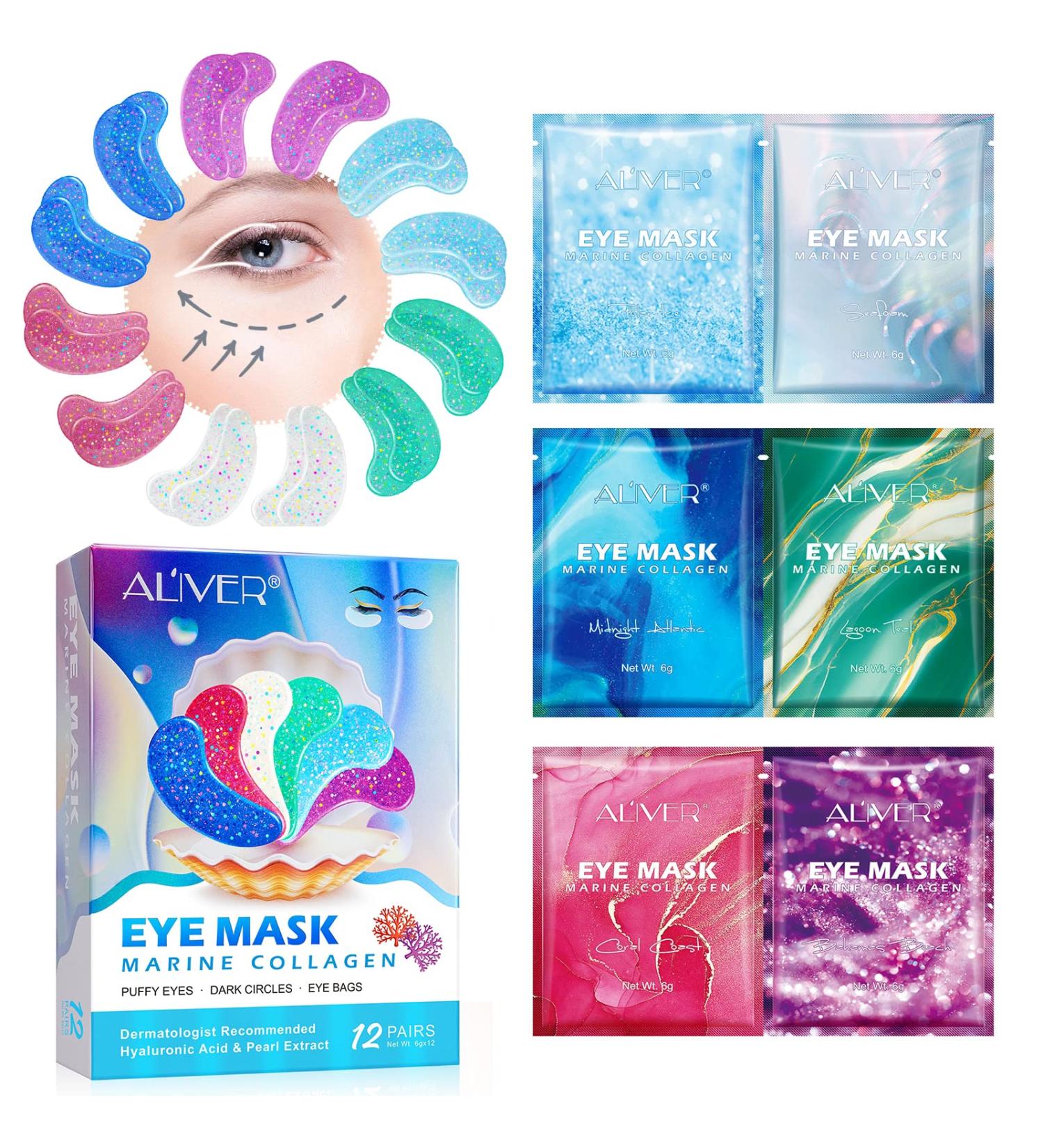 JYHSGD Eye Gels Mask Pearl Collagen Marine Eye Masks - 12 Pairs for Anti-Aging, Wrinkles, Puffy Eyes & Dark Circles - Buy Online on SooperMarket.com