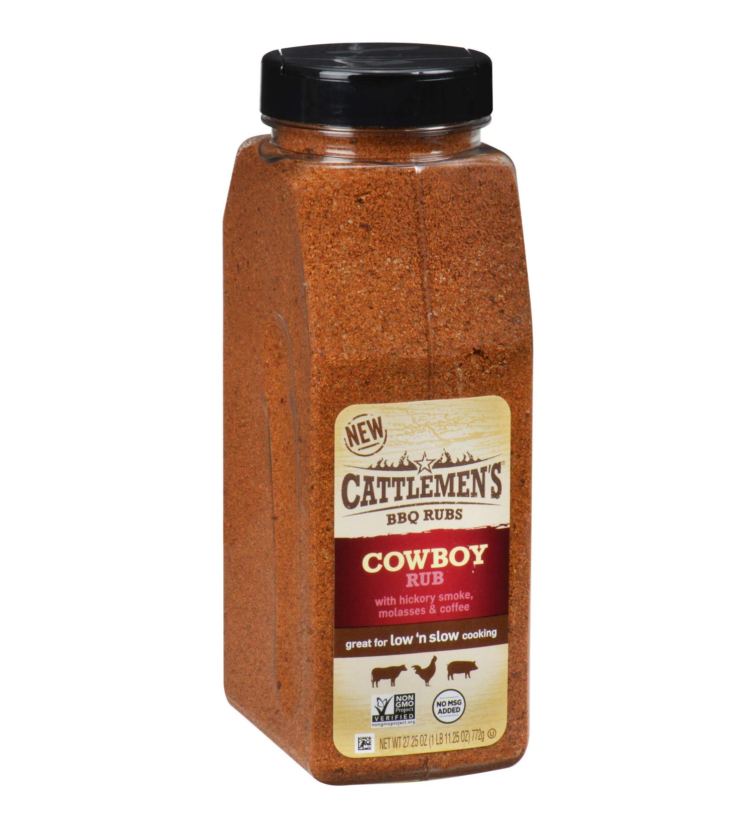 Cattlemen's Cowboy Rub 27.25 oz - Authentic BBQ Rub with Hickory Smoke, Molasses, and Coffee - Ideal for Brisket, Chicken, or Beef - Buy Online on SooperMarket.com