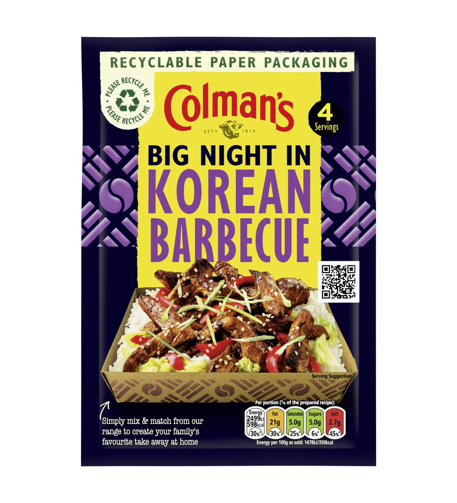 Colman's Big Night In Korean Barbecue Recipe Mix perfect with white rice for a takeaway-style family meal 45 g - Buy Online on SooperMarket.com