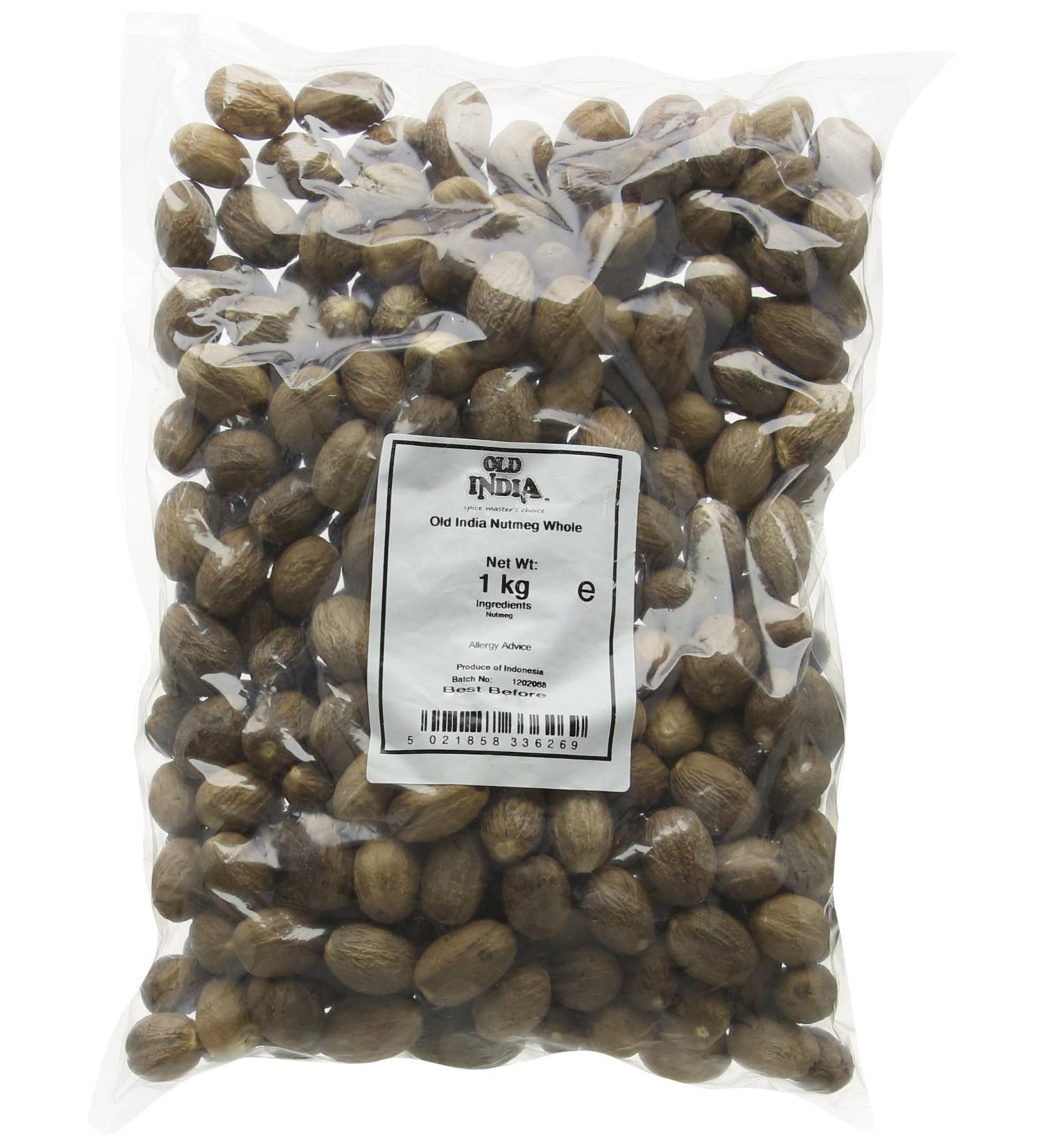 Old India Nutmeg Whole 1 Kg - Premium Quality Spice for Cooking and Baking - Buy Online on SooperMarket.com