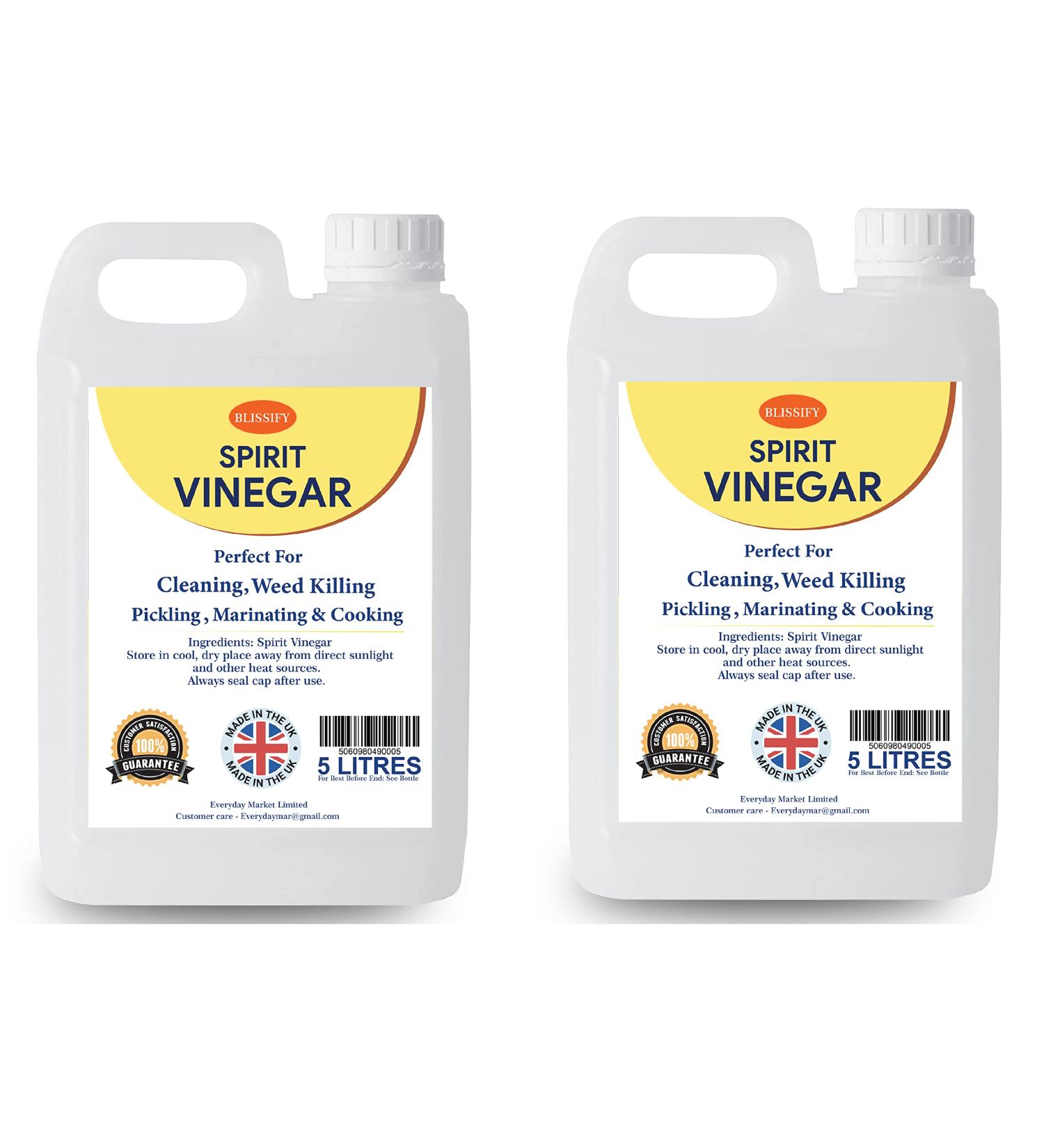 Spirit White Vinegar Food Grade Acetic Acid Liquid for Household Cleaning Cooking Baking and Pickling (5L Pack of 2) - Buy Online on SooperMarket.com