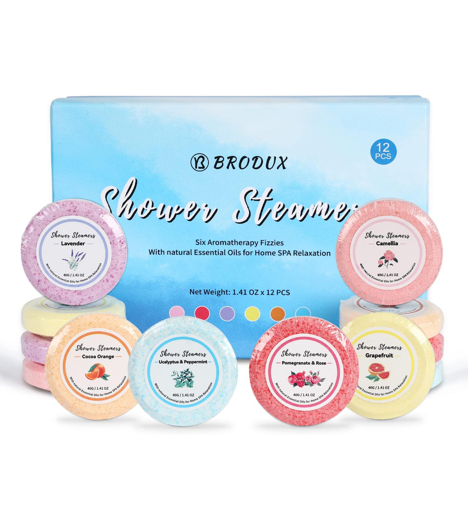 Organic Aromatherapy Shower Steamers Gift Set - 12 Essential Oil Bombs for Home Spa Relaxation - Perfect Stress Relief Gift for Women and Men - Buy Online on SooperMarket.com