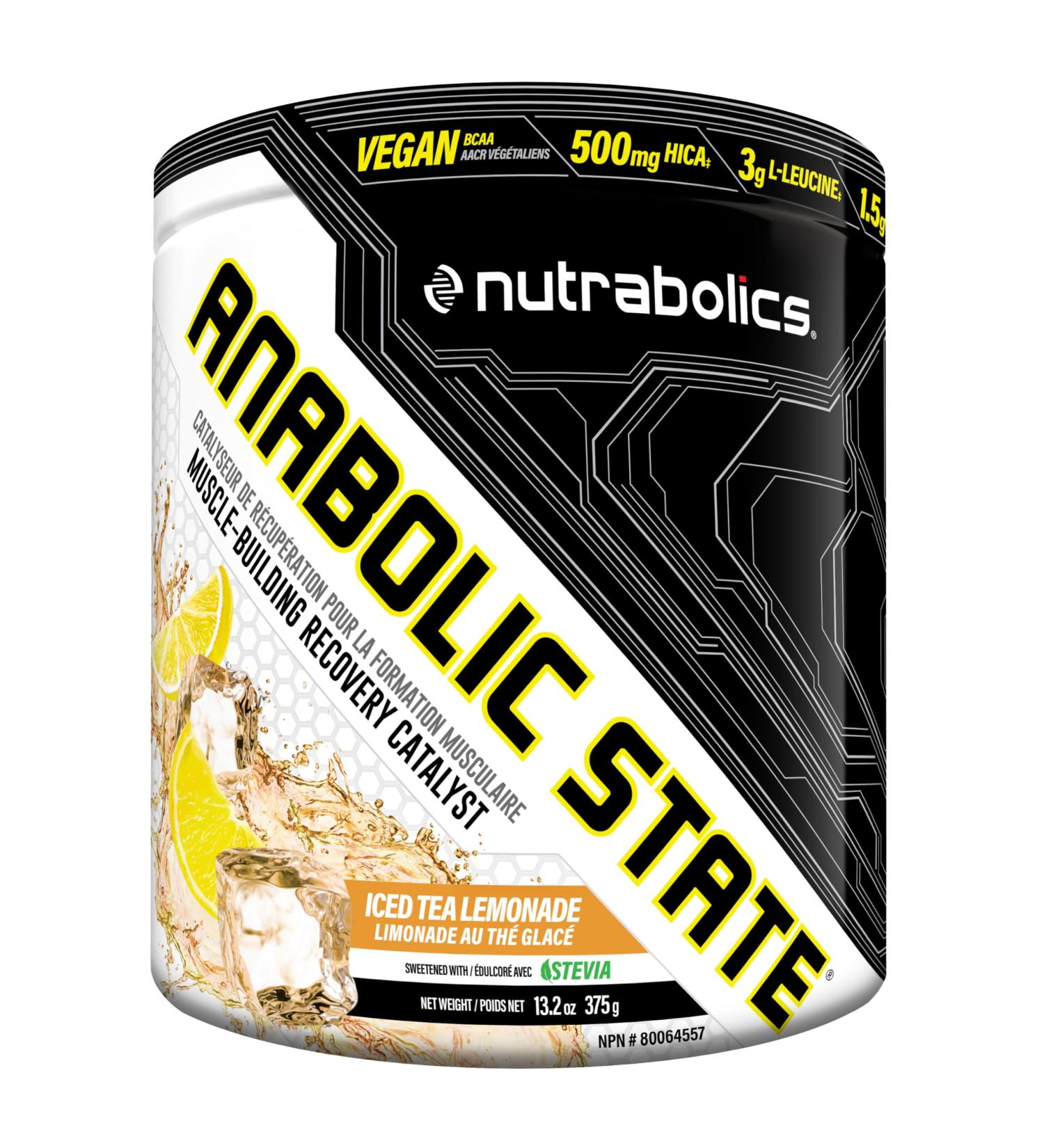 Anabolic State BCAA Iced Tea Lemonade 30 Servings Pre Post Workout Powder To Support Muscle Recovery Glutamine