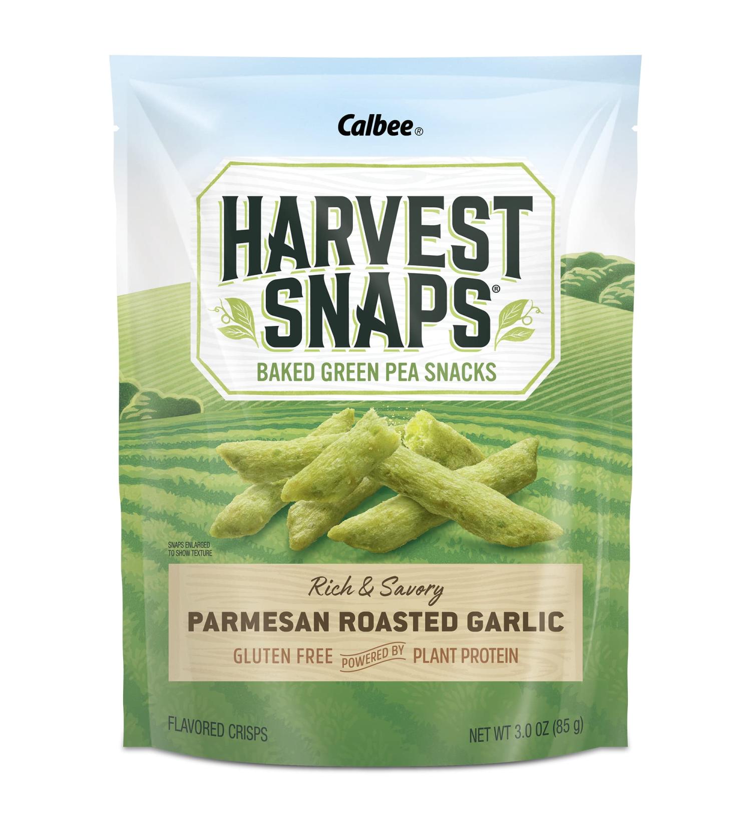 Harvest Snaps Green Pea Snack Crisps Parmesan Roasted Garlic 3.0 oz (Pack of 4) - Gluten-Free & Plant-based - Buy Online on SooperMarket.com