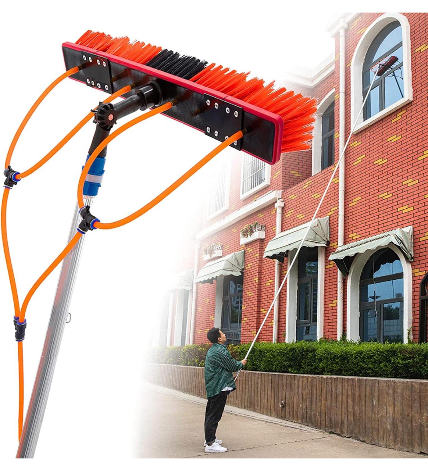 Window Cleaning Pole Water Fed Telescopic Brush Extendable Cleaner Conservatory Roof Suitable for Photovoltaic Panel Cleaning Trucks-12m/ 40ft Roof Cleaning Tools Window Cleaner Kit 35cm Brush Head 9M/30FT - Buy Online on SooperMarket.com