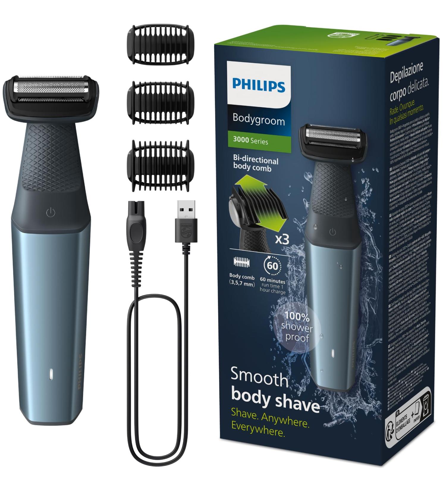 Philips Bodygroom Series 3000 BG3027/03 - Waterproof Trimmer for Intimate & Body Care 60 Min Duration Smooth Shave New Version - Buy Online on SooperMarket.com