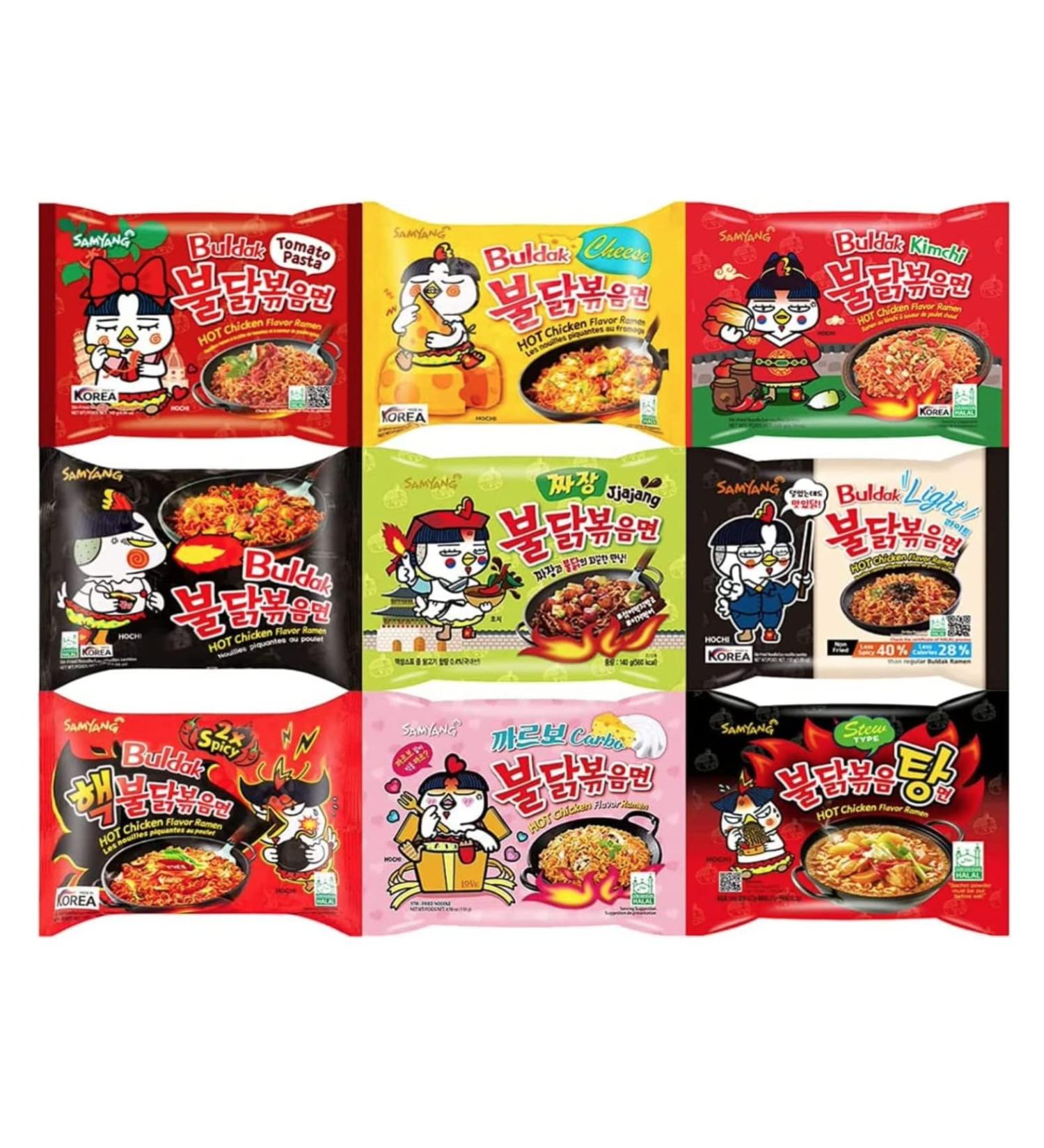 SPICEHUB Samyang Korean Assorted Top Spicy Ramen Noodle Challenge (Pack of 5)- 1 of each 5 different flavour - Buy Online on SooperMarket.com