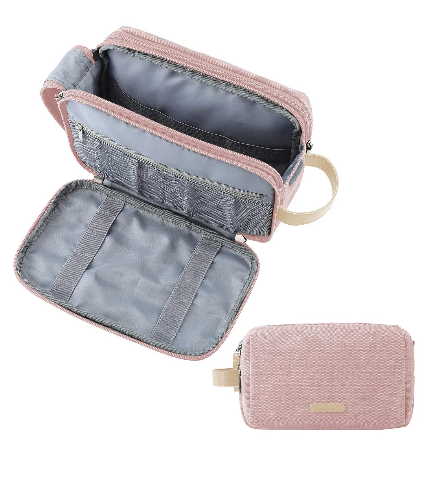 Toiletry Bag for Women BAGSMART Travel Toiletry Organizer Dopp Kit Water-Resistant Shaving Bag for Toiletries Accessories Pink Canvas Pink Canvas -Medium - Buy Online on SooperMarket.com