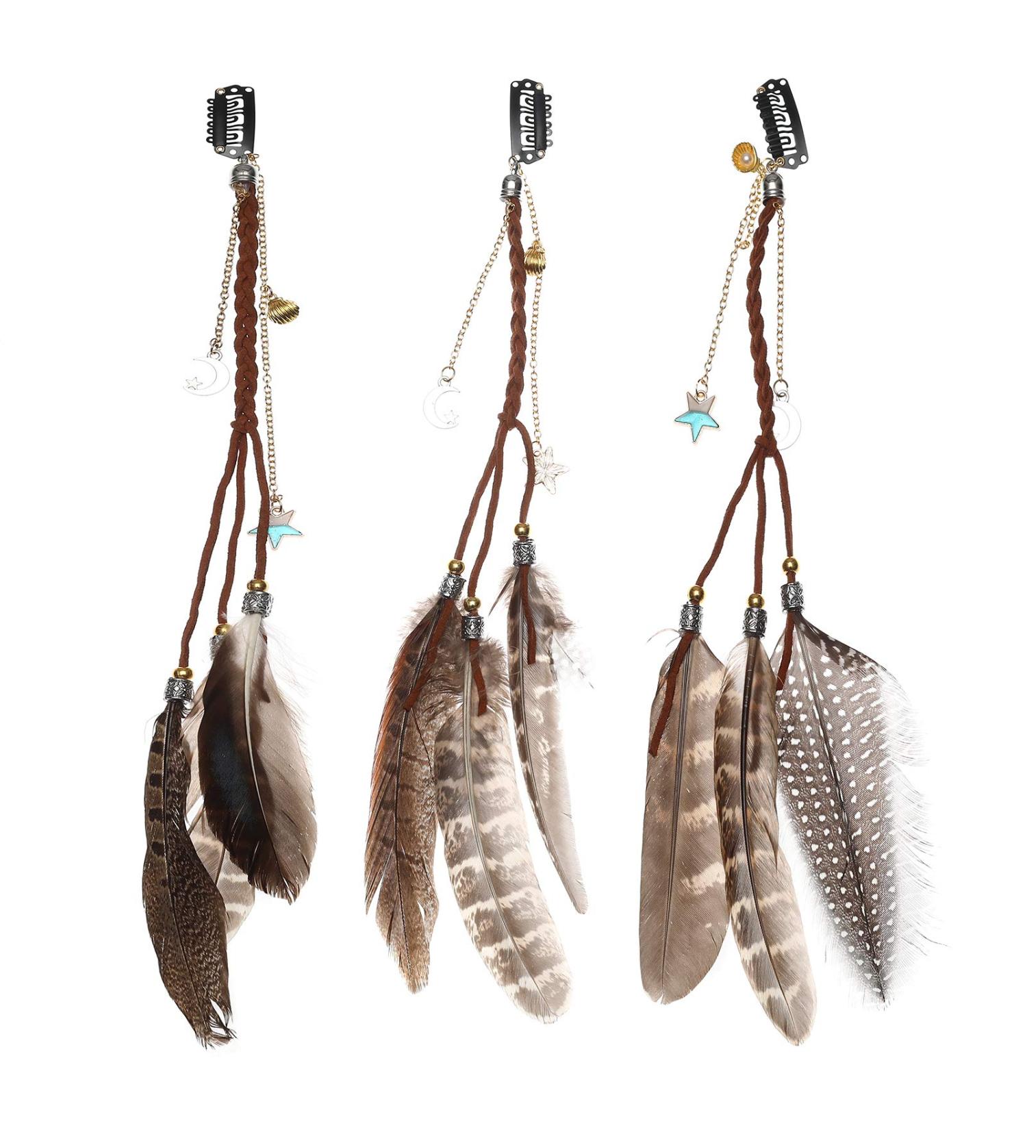 Awaytr Bohemian Feather Hair Band - Hippie Festival Accessories | 3-in-1 Tormented Feather Headdress for Women - Buy Online on SooperMarket.com