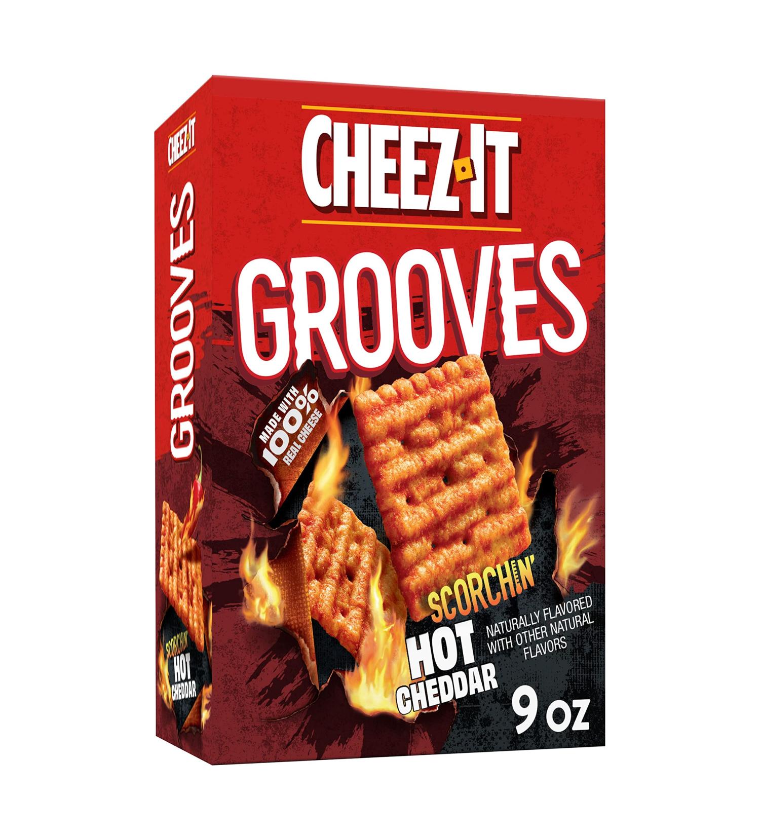 Cheez-It Grooves Scorchin' Hot Cheddar Cheese Crackers 9oz - Crunchy Lunch Snacks - Buy Online on SooperMarket.com