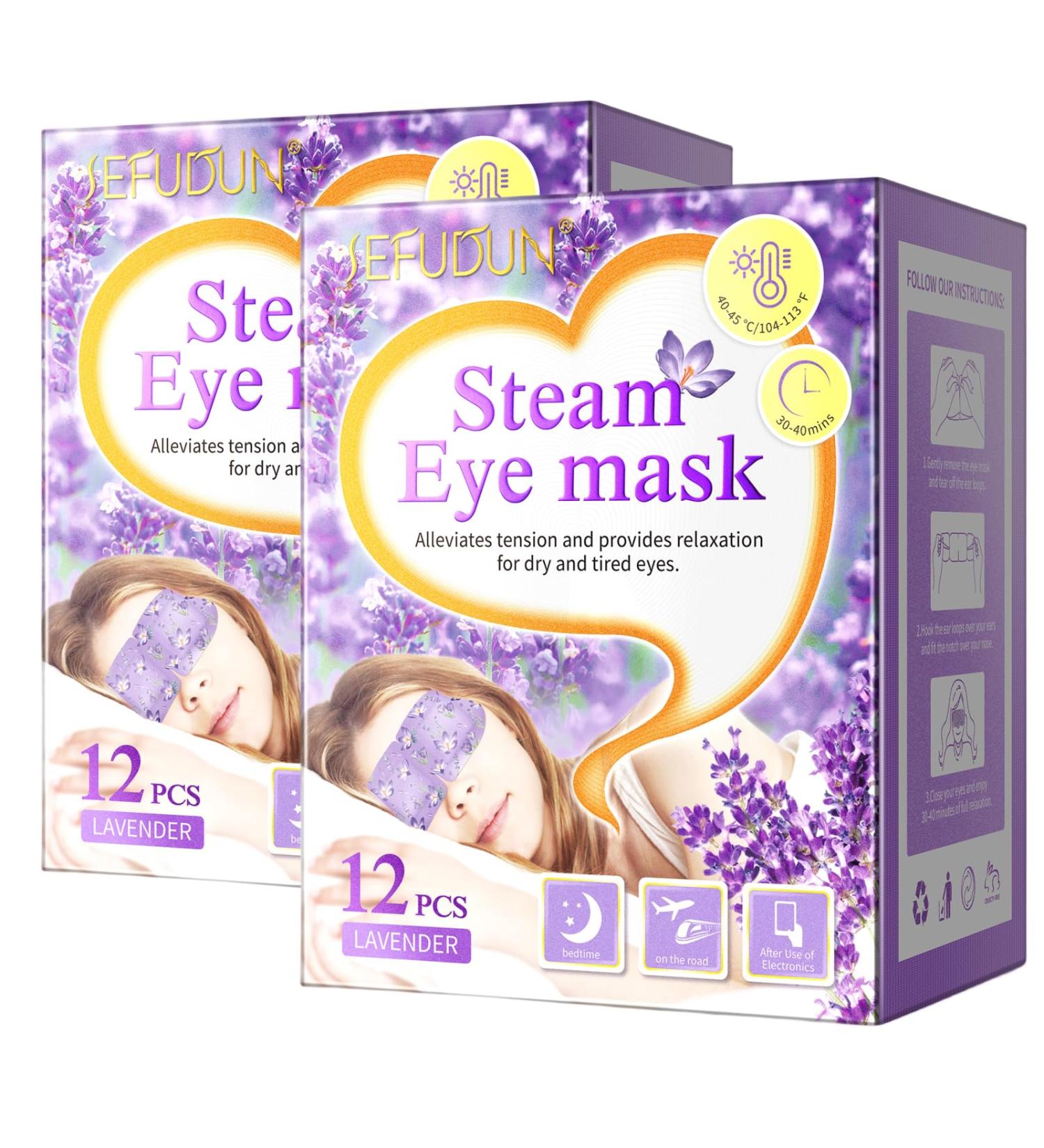TIVLON Self Heating Eye Mask 24Pcs Steam Eye Mask Sleeping Eye Mask Eyestrain Relief Dry Eyes Disposable Moisturising Hot Compress Eye Mask Improves Sleep Quality Lavender Flavour - Buy Online on SooperMarket.com