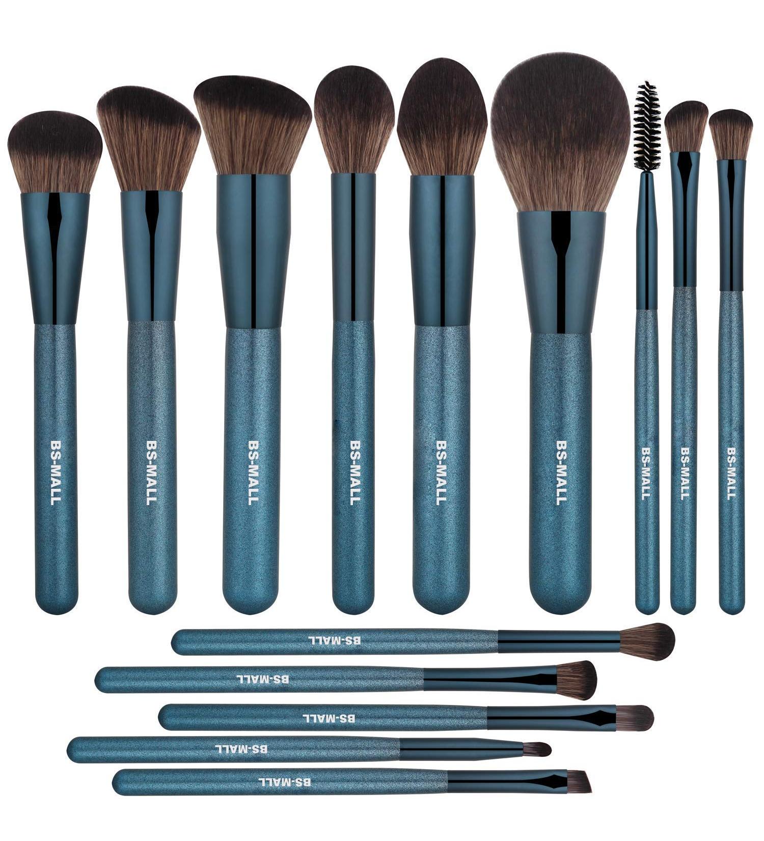 BS-MALL Makeup Brush Set 14Pcs Professional Synthetic Brushes for Foundation, Powder, Concealer, Eye Shadows, Blush - Deep Starry Blue - Buy Online on SooperMarket.com