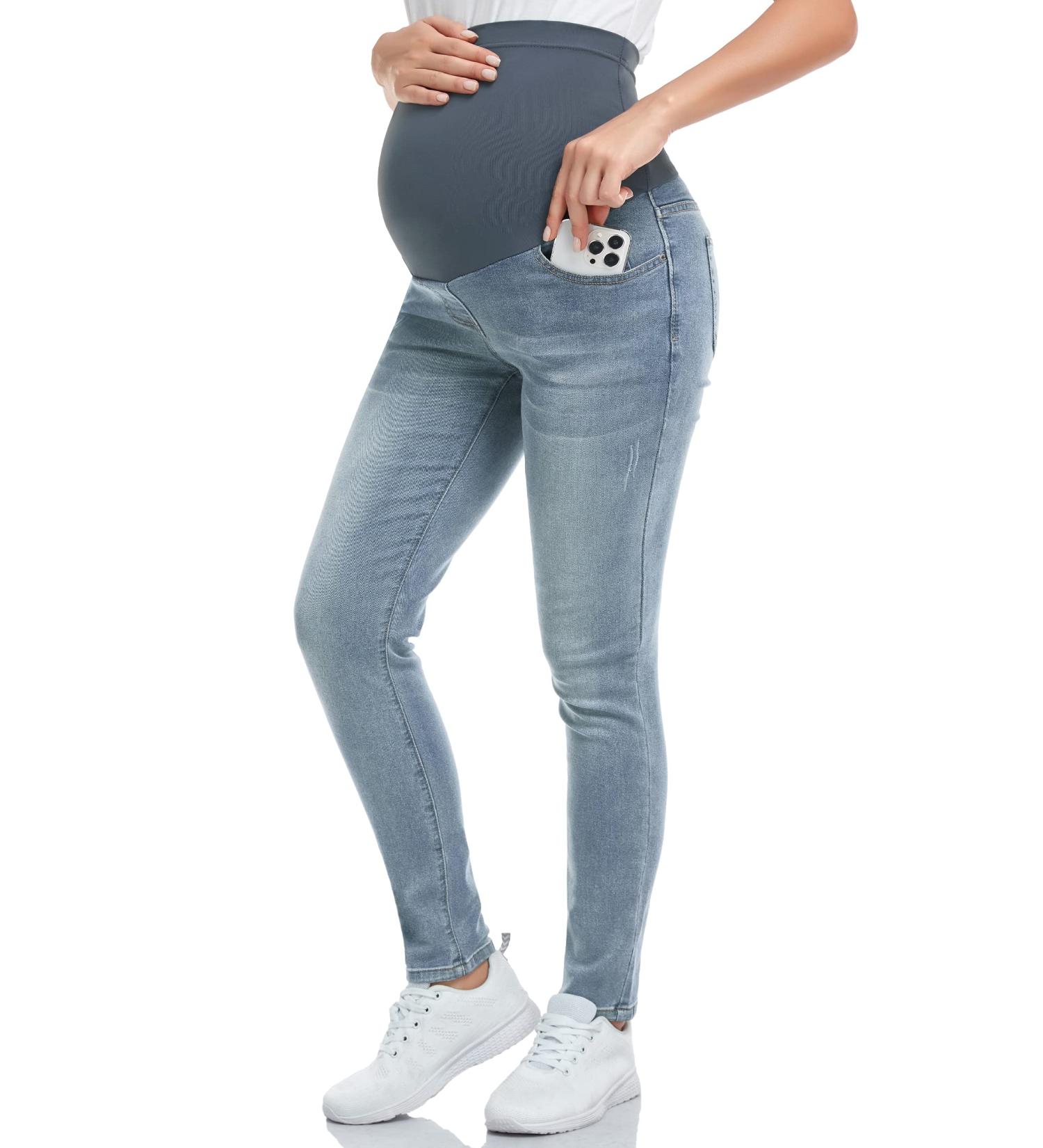 PACBREEZE Women's Maternity Jeans XL - Light Blue High Waist Denim Skinny Pants - Buy Online on SooperMarket.com