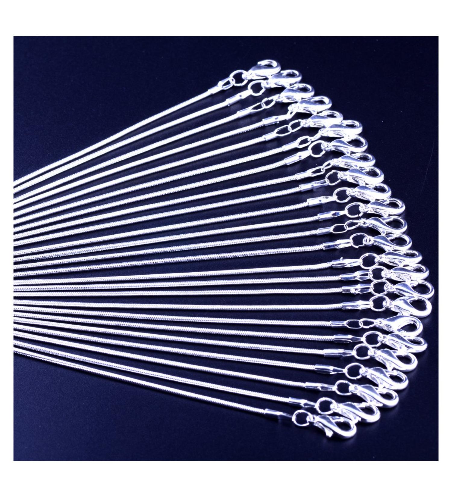 16 Shining White Brightening Snake Chain Necklace - 925 Silver Plated - DIY Jewelry Making Kit - Buy Online on SooperMarket.com