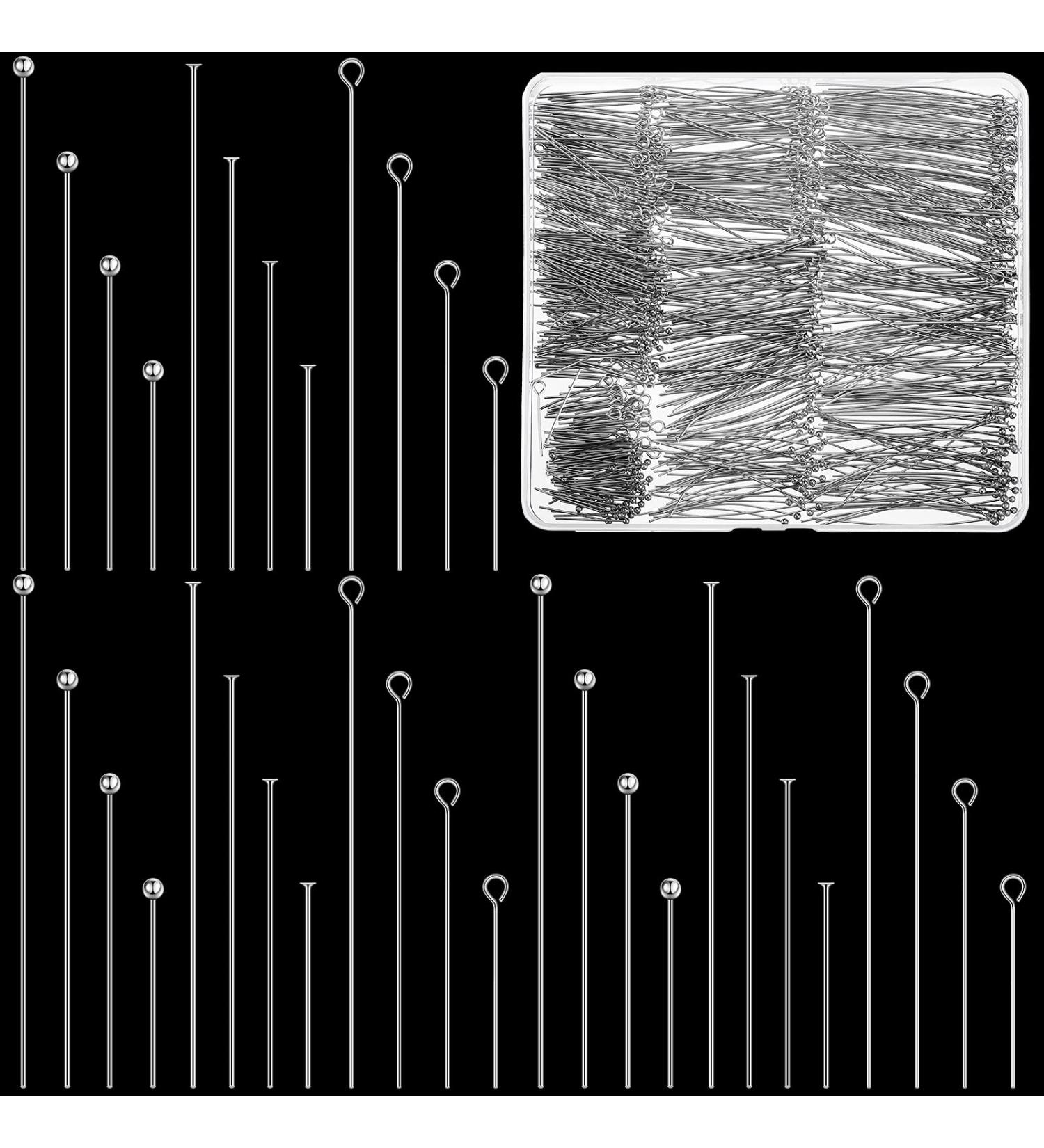 1000-Piece Stainless Steel Eye Pins for DIY Jewelry Making - Silver Color, 20/30/40/50mm Sizes - Buy Online on SooperMarket.com