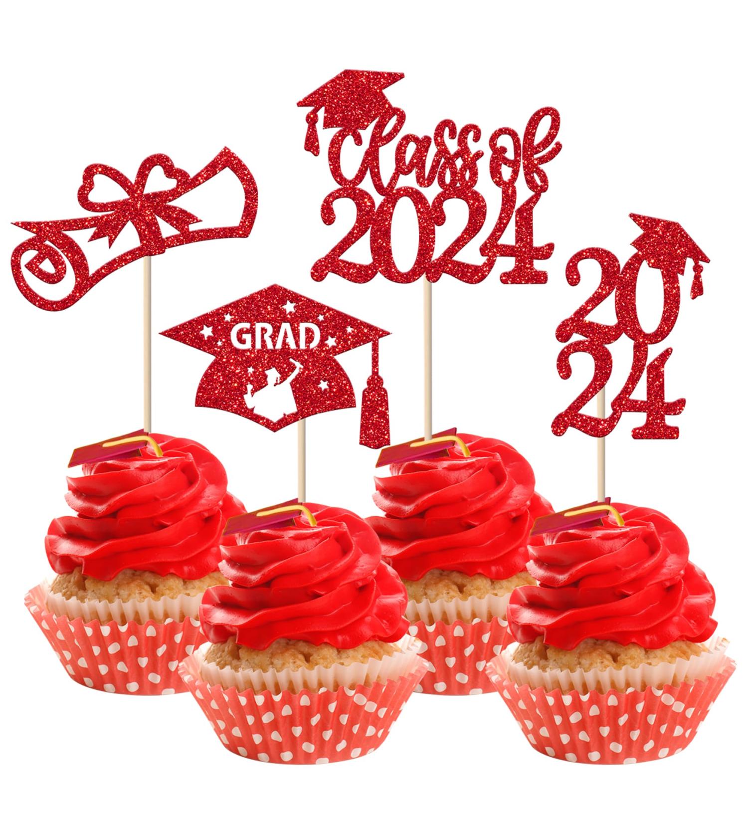 Rsstarxi 36 Pack Class of 2024 Graduation Cupcake Toppers 2024 Graduation Food Appetizer Picks 2024 Grad Cap Done Diploma Cupcake Picks for 2024 Graduation Theme Party Cake Decorations Red - Buy Online on SooperMarket.com