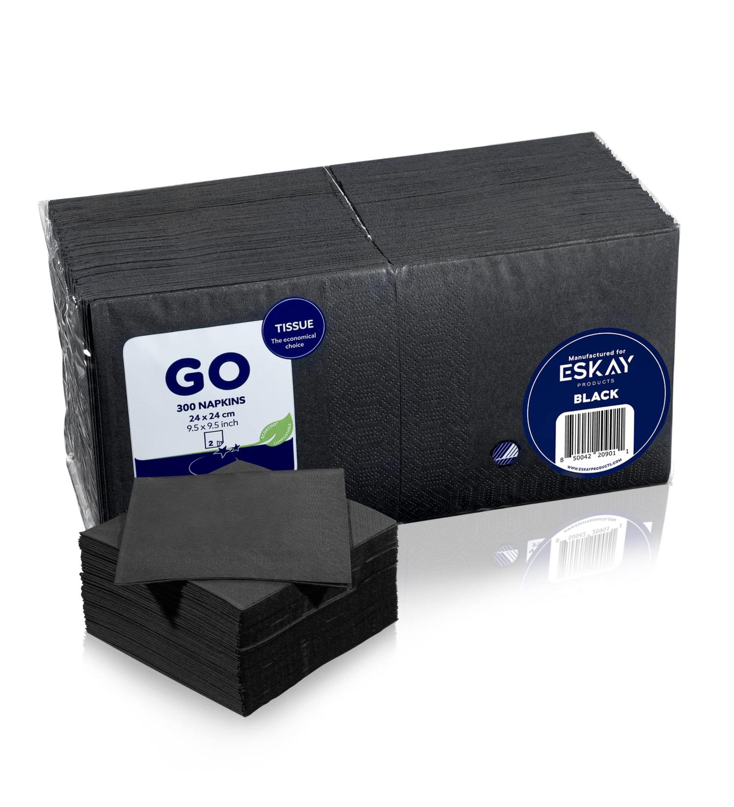Black 2-Ply Disposable Beverage Napkins (300 Count) - Ideal for Bar, Cocktail, Weddings, Birthday - EU Made - Buy Online on SooperMarket.com