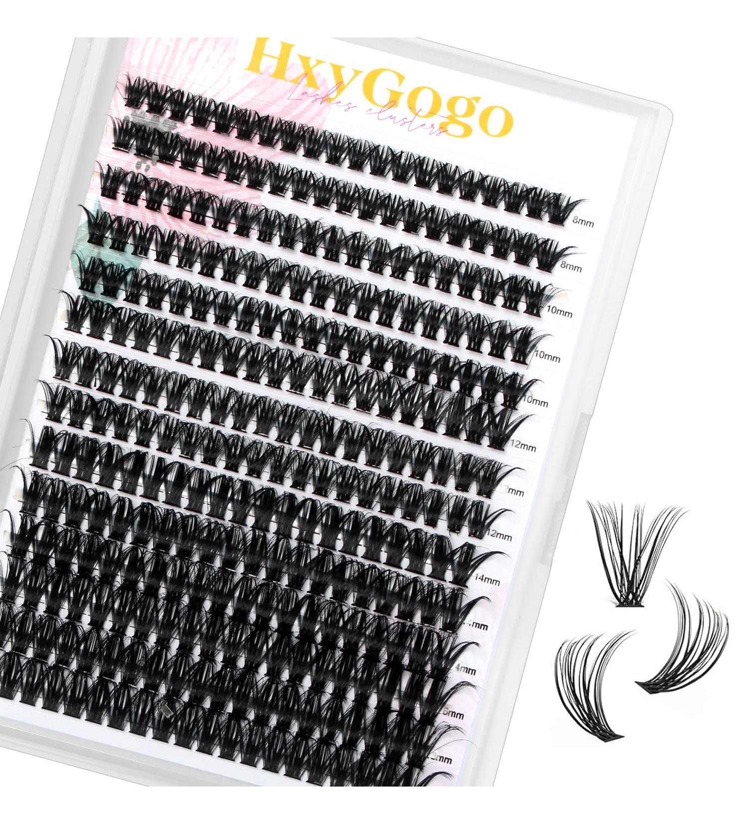 HxyGogo DIY Wispy Fluffy Lash Clusters 280 pcs - 8-16MM D Curl Individual Lashes - Reusable Home Eyelash Extensions - Natural Look - Buy Online on SooperMarket.com