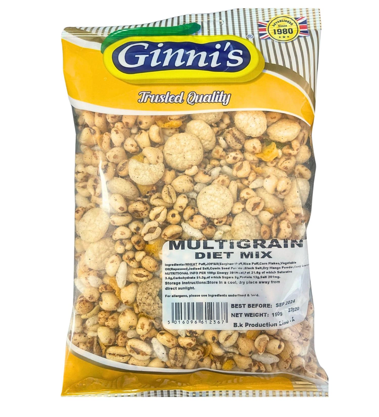 MULTIGRAIN DIET MIX 10X150g HEALTHY SNACK WHEAT PUFF RICE PUFFCORN FLAKES PEANUTS.