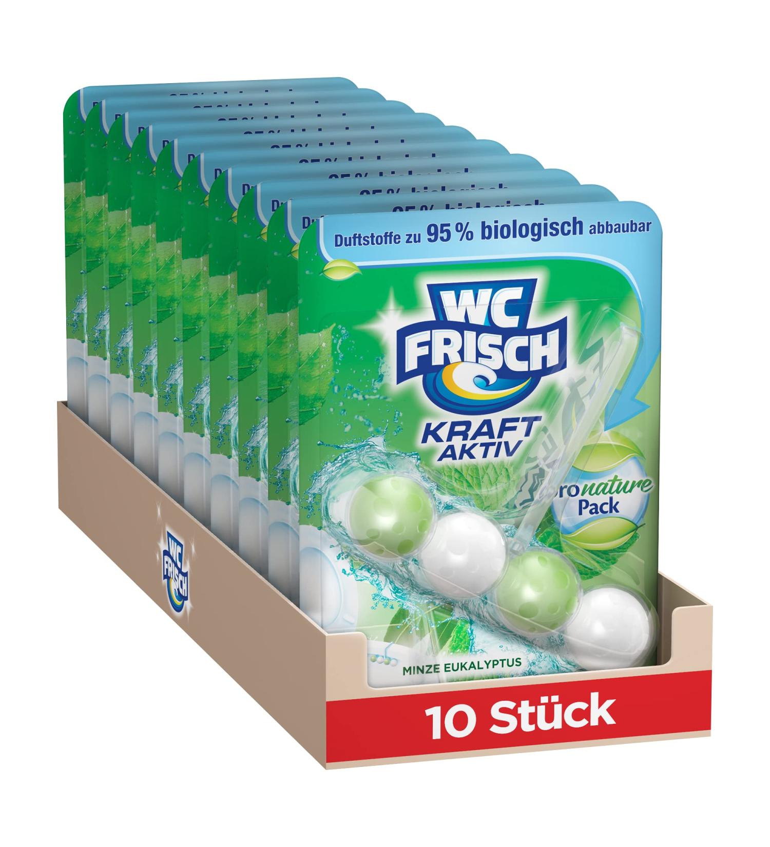 WC Frisch Kraft Active Pro Nature Mint & Eucalyptus Toilet Cleaner - 10 Pack | 95% Biodegradable Fragrance Stones for Long-Lasting Freshness | International Shipping Available - Buy Online on SooperMarket.com