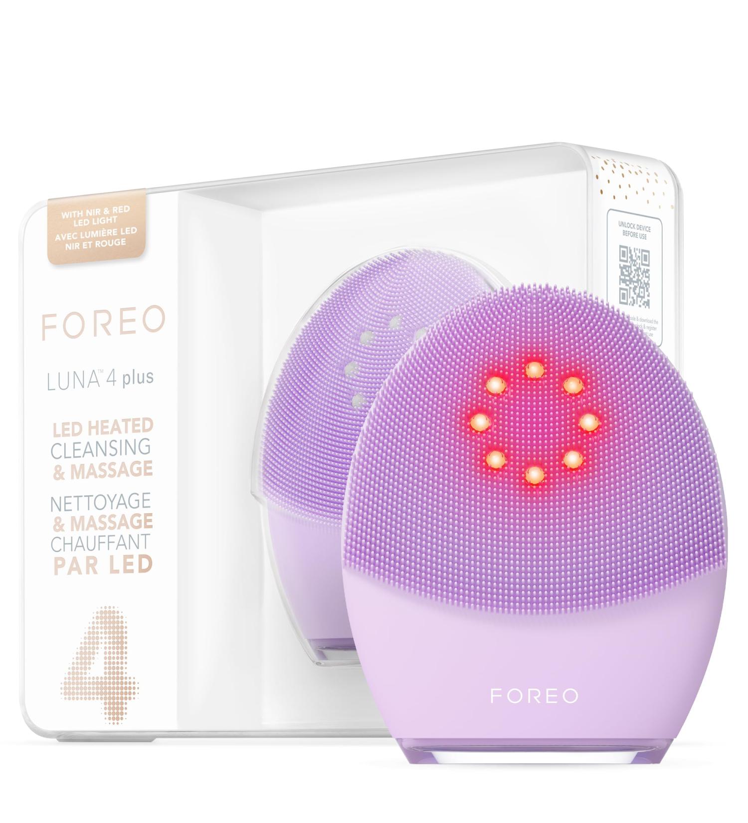FOREO Luna 4 Plus Facial Cleansing Brush + LED Red Mask - Antiaging Face Massager for Sensitive Skin - Buy Online on SooperMarket.com