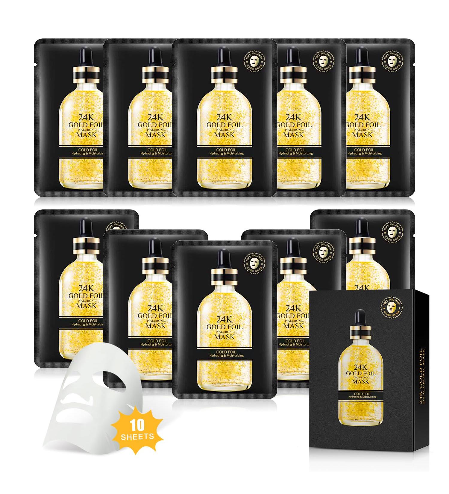 24k Gold Mask Sheet Mask Niacinamide Mask Nourishing & Moisturizing Hyaluronic Acid Mask Skincare For All Skin Types - Buy Online on SooperMarket.com