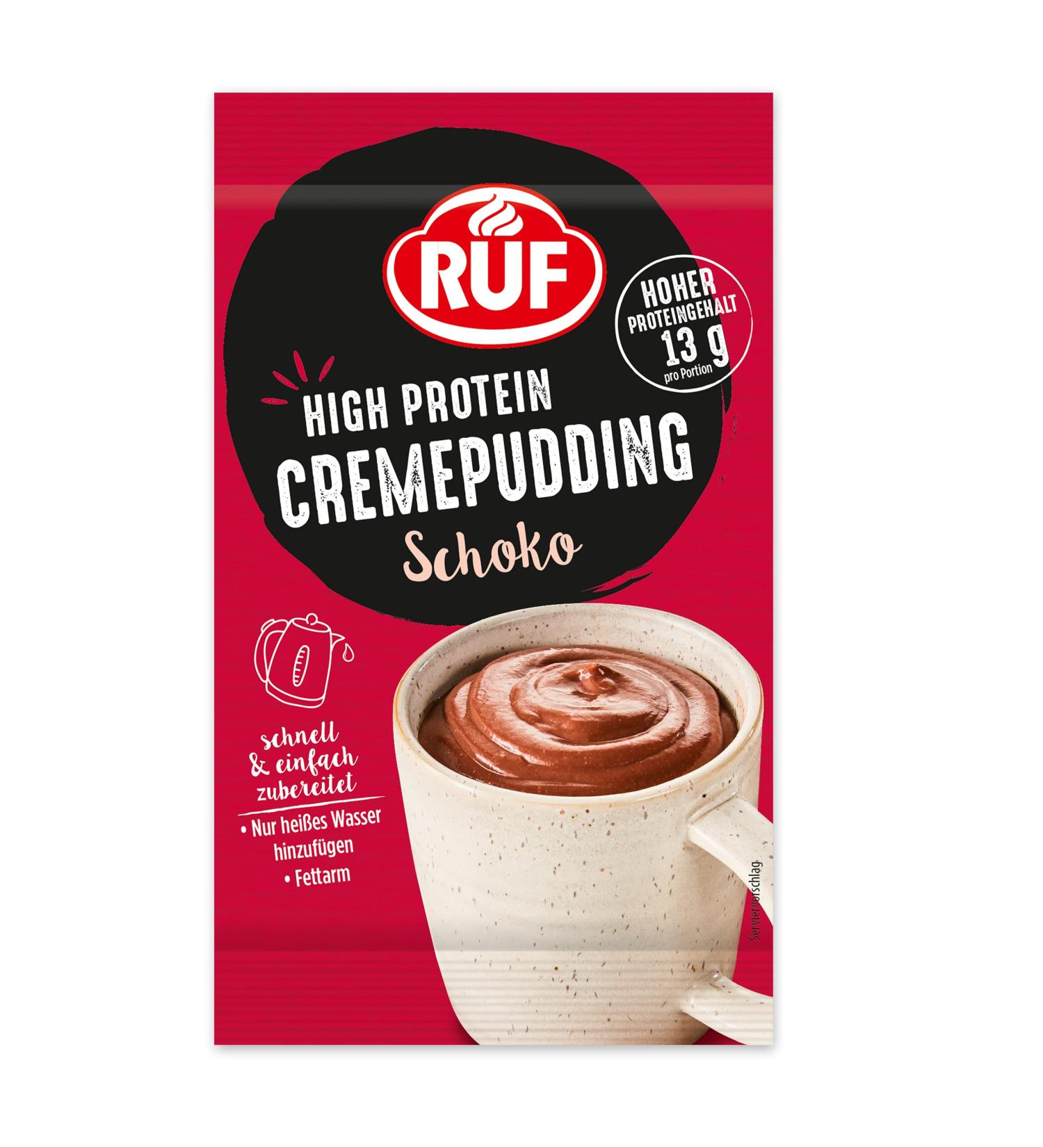 Ruf High Protein Chocolate Pudding - 13g Protein per Serving Gluten-Free Easy No-Cook Preparation 59g | International Shipping Available - Buy Online on SooperMarket.com