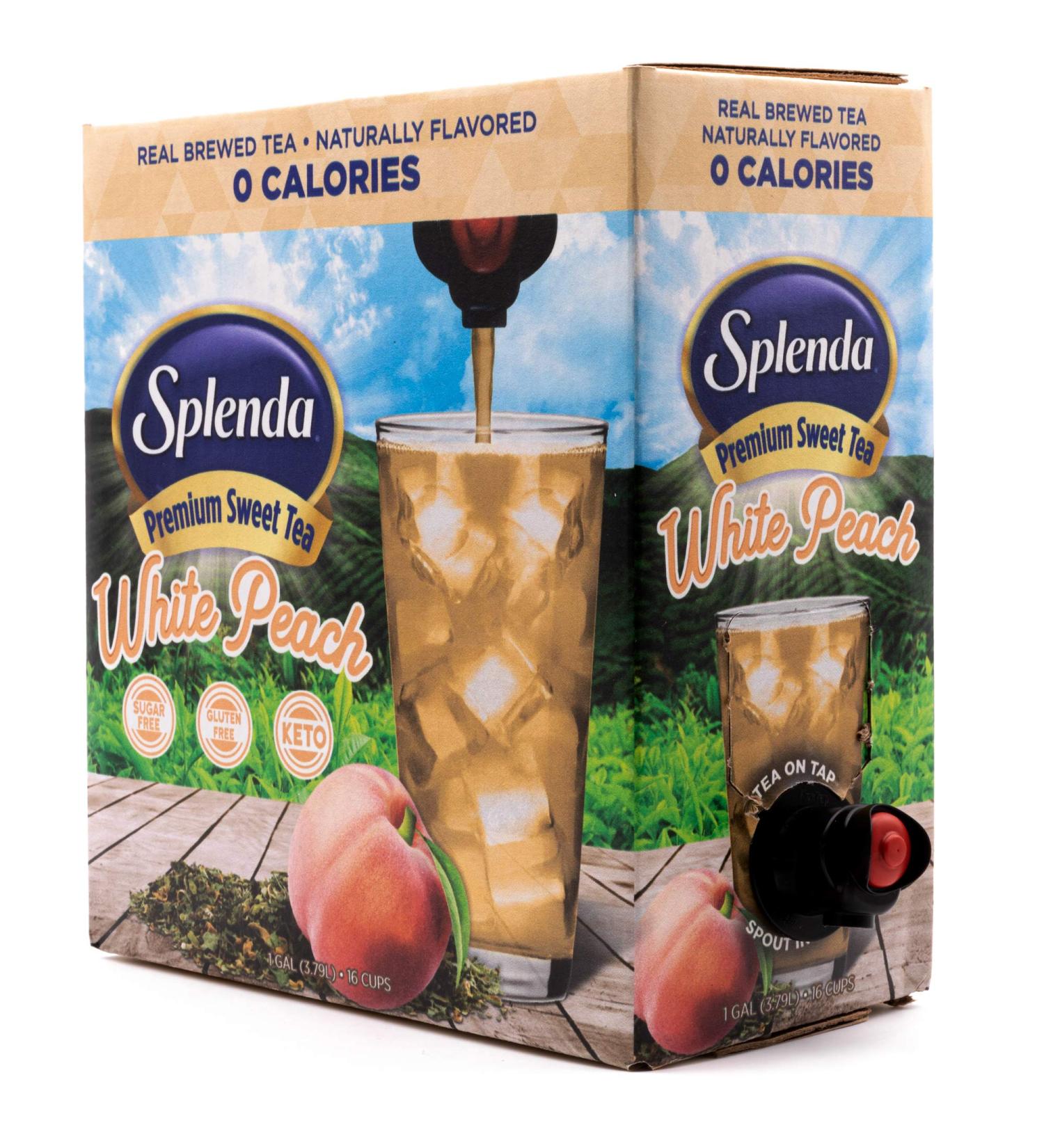 SPLENDA White Peach Green Tea On Tap - 128 Fl Oz Bag in Box Ready-to-Drink Liquid - Buy Online on SooperMarket.com