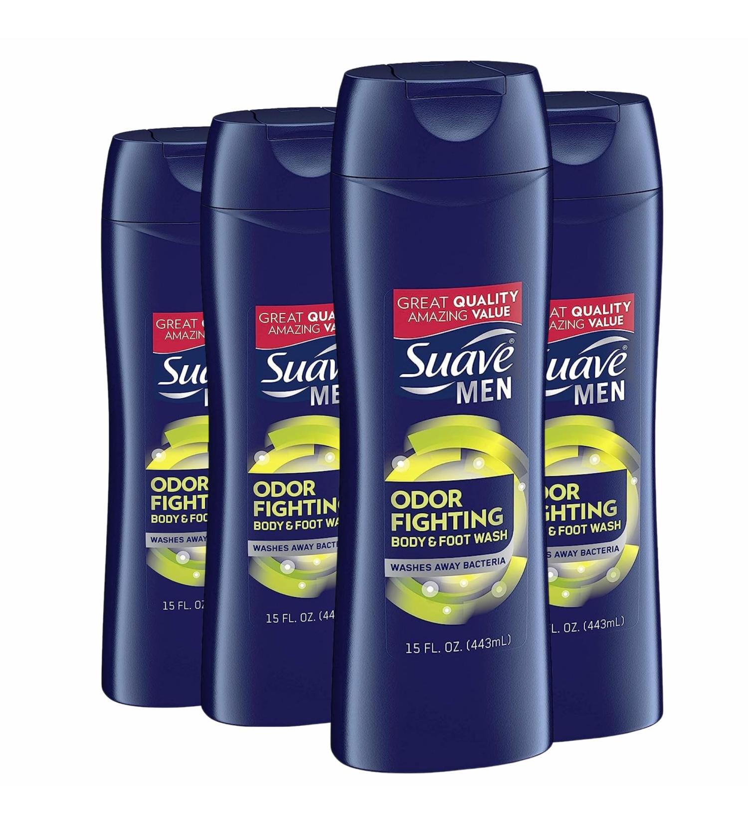 Suave Men's Odor Fighting Body and Foot Wash 15oz | Fresh Clean Scent Anti-Odor Formula Shop Now - Buy Online on SooperMarket.com