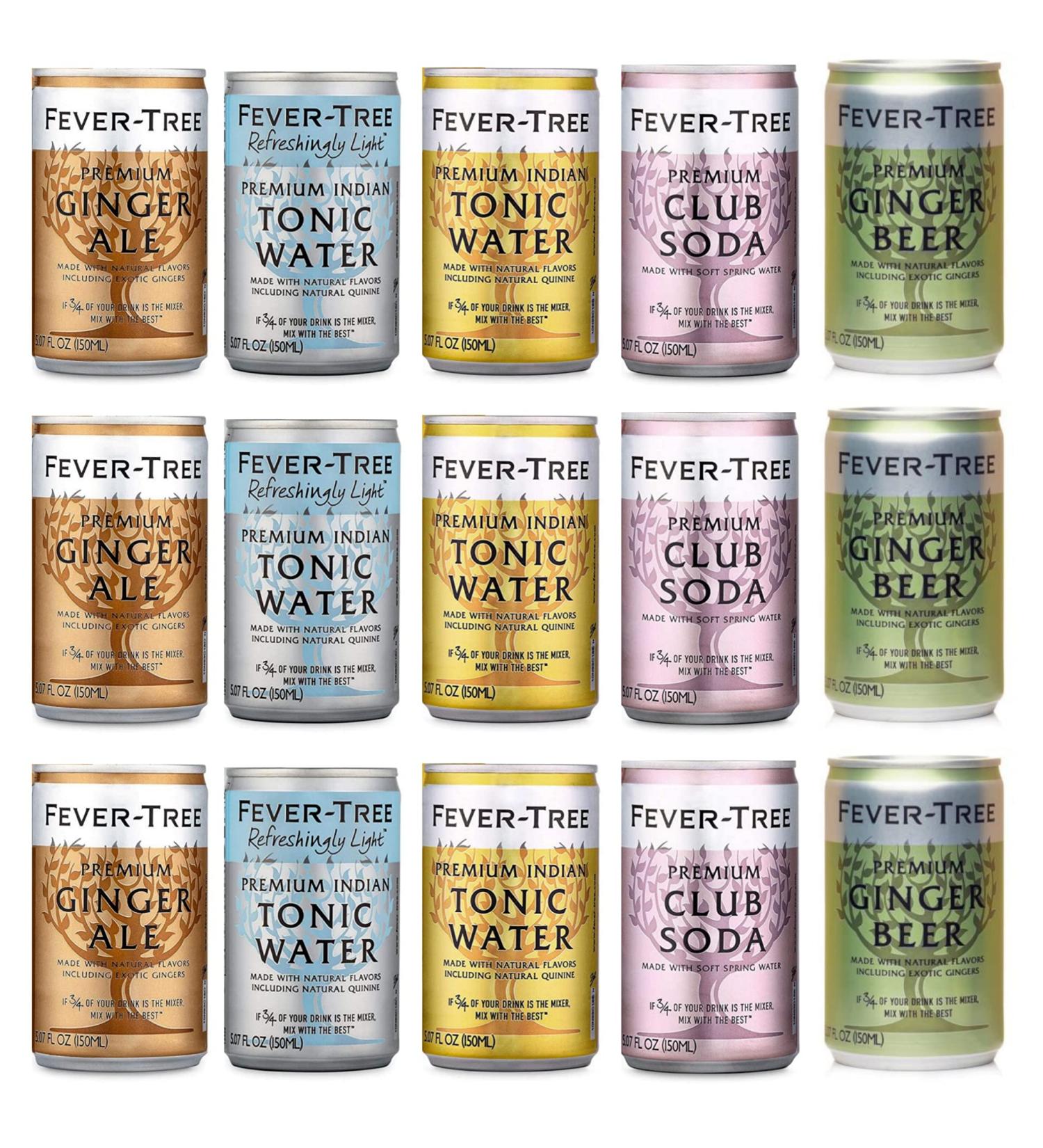 Fever-Tree Premium Sparkling Tonic Water Variety Pack - 15 Cans (5.07 Fl Oz) | No Artificial Sweeteners, Flavorings, or Preservatives - Buy Online on SooperMarket.com