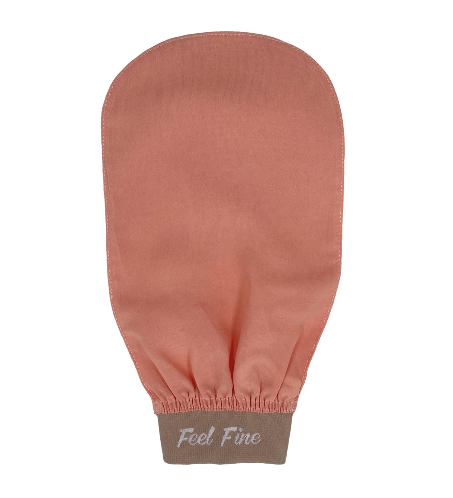 Turkish 100% Silk Exfoliating Gloves - Body Scrub Mitt for Men and Women by Feel Fine - Salmon Pink - Buy Online on SooperMarket.com