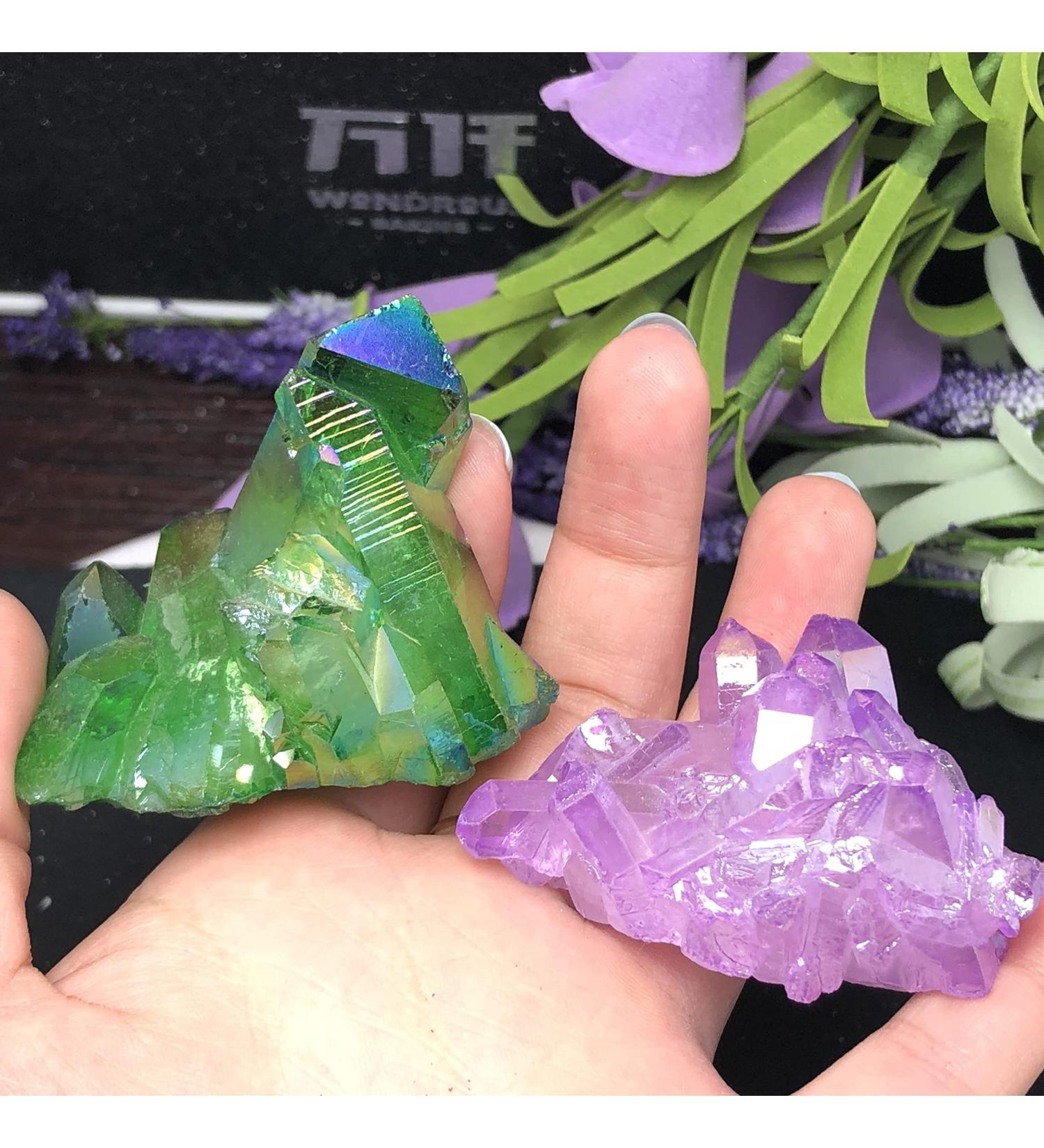 2pcs Aura Cluster Titanium Quartz Stunning Rainbow MineralsCan be Used for HOMEZHOU - Buy Online on SooperMarket.com