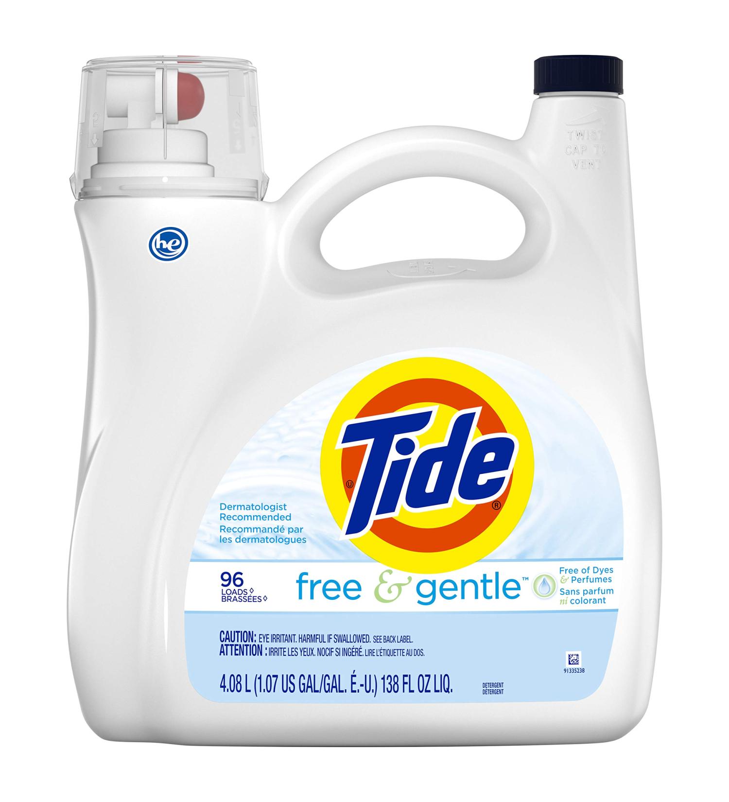 Tide Free & Gentle Liquid Laundry Detergent 138 fl oz Unscented 96 Loads Pack of 1 - Eco-Friendly International Shipping - Buy Online on SooperMarket.com