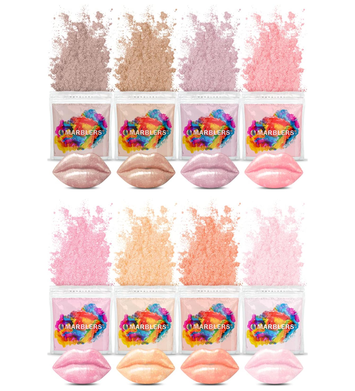 MARBLERS Cosmetic Grade Lip-Safe Mica Powder 4oz Set - Nudie 8 Color | Pearlescent Pigment for Lip Gloss, Eyeshadow, Nail Polish, Non-Toxic & Vegan - Buy Online on SooperMarket.com