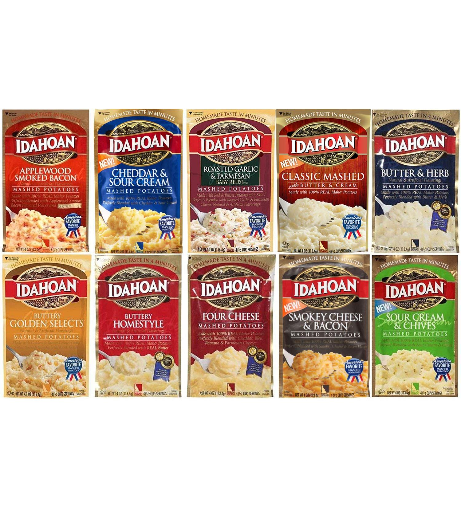 Idahoan Flavored Mashed Potatoes 4 oz. Assortment - 10 Pack - Buy Online on SooperMarket.com