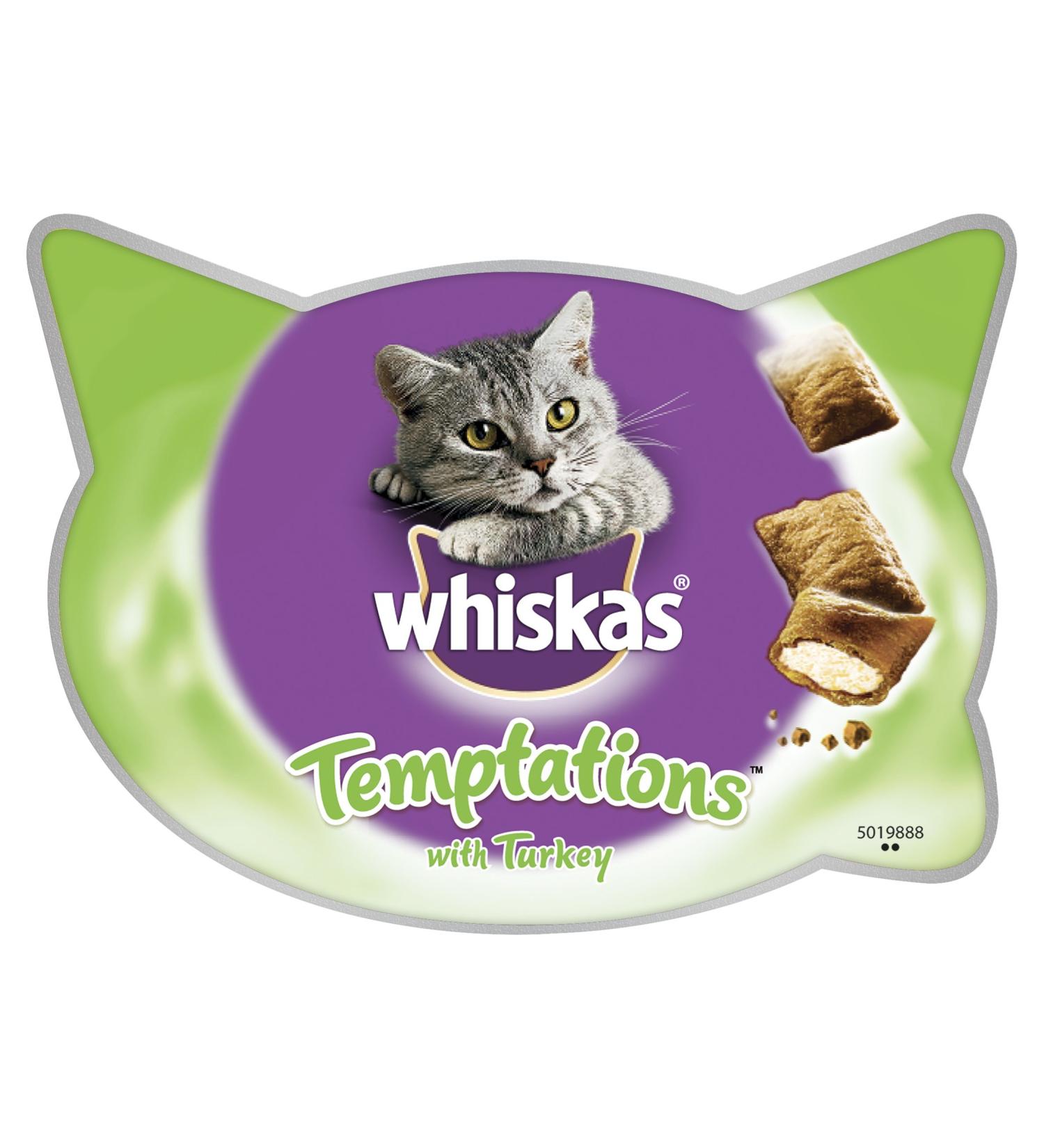 Whiskas Temptations Cat Treats with Turkey - Crunchy 8x60g (Pack of 8) - International Shipping Available - Buy Online on SooperMarket.com