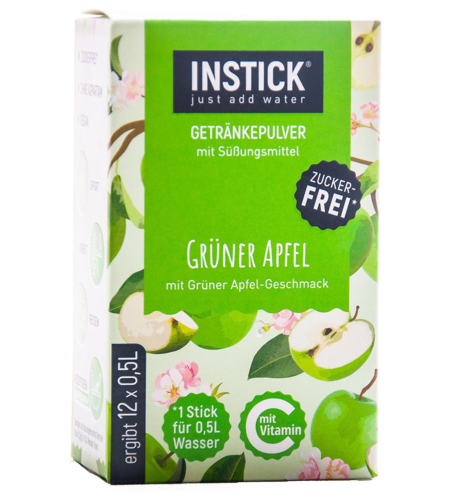 Buy Intick Sugar-Free Instant Drink - Green Apple | Vegan Low-Calorie Vitamin C Infused | 12 x 0.5-1L Pack | Perfect for Water - Buy Online on SooperMarket.com