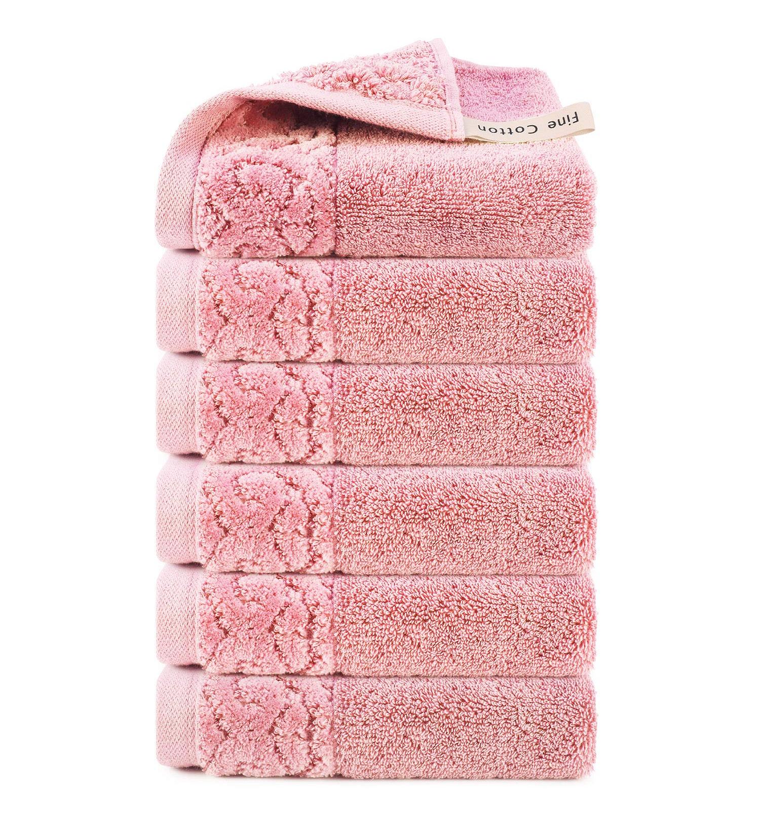 Luxury Cotton Washcloths 6 Pack - Large Hotel Spa Bathroom Face Towel (Pink) - Buy Online on SooperMarket.com