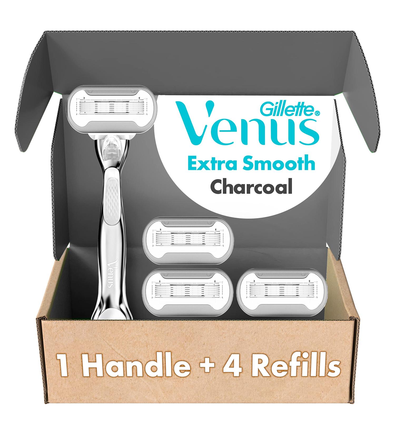 Gillette Venus Extra Smooth Charcoal Women's Razor Handle with 4 Blade Refills - Buy Online on SooperMarket.com