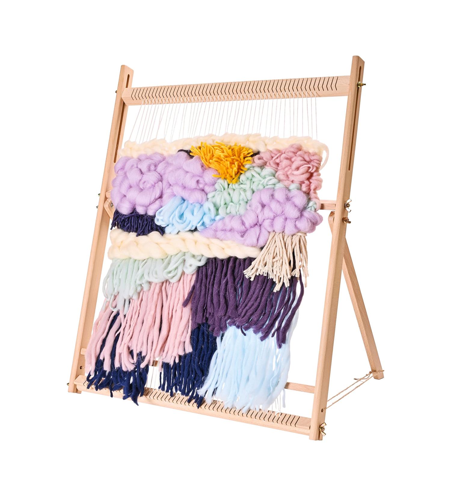 PURCOULEUR Weaving Loom Kit 25" H x 19" W Wooden Tapestry Looms with Extra-Large Frame Multi-Craft Knitting DIY Loom Art Crafts Supplies Develops Creativity Weaving Frame Loom with Stand for Beginner Old version - Buy Online on SooperMarket.com