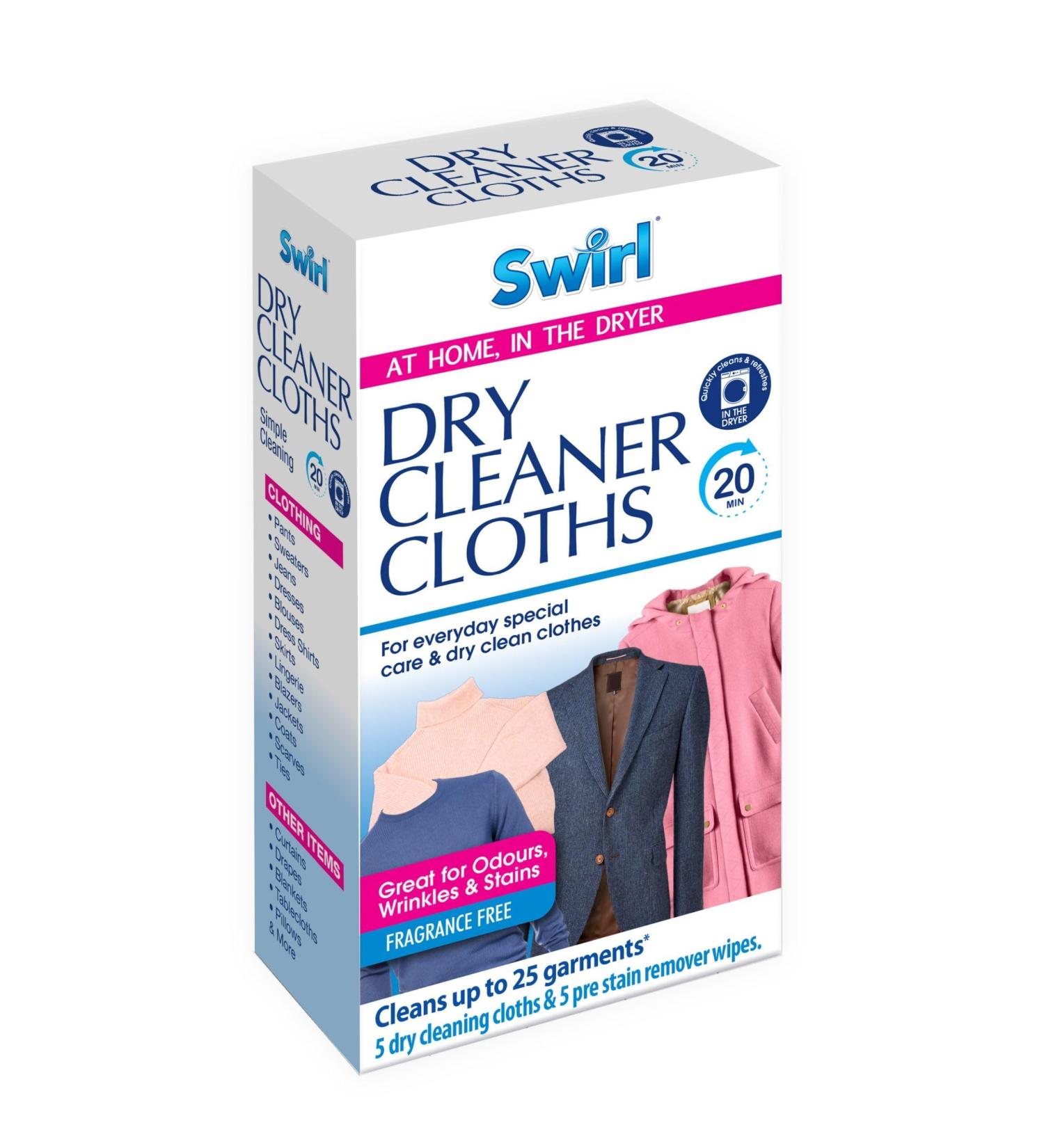 Swirl Dry Cleaner Tumble Dryer Sheets & Stain Remover Wipes Fragrance Free Cloths - Buy Online on SooperMarket.com