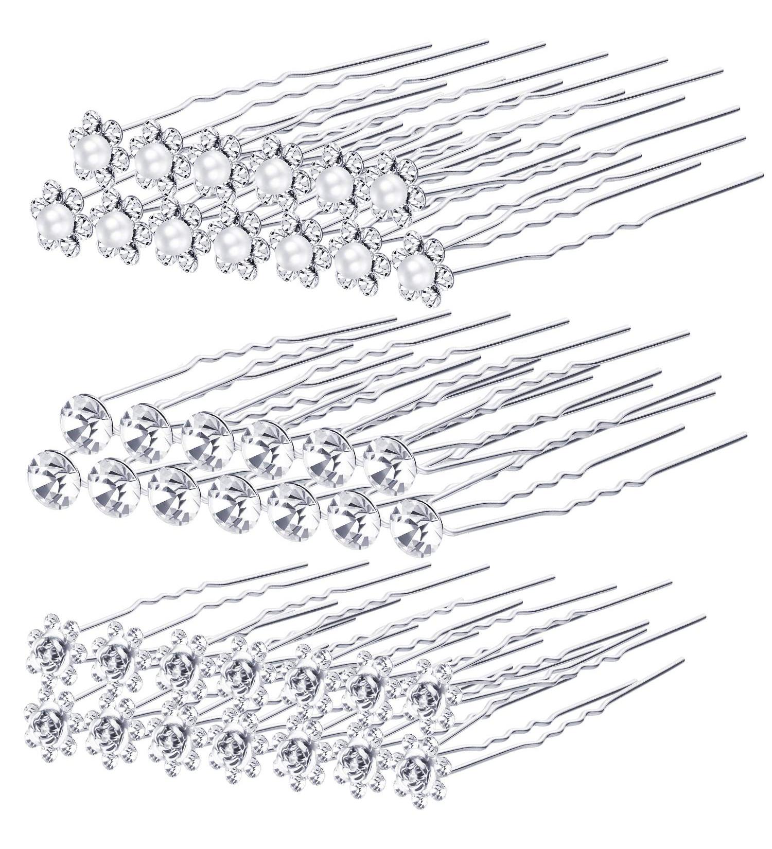 40 Pack Rhinestone Bridal Wedding Hair Pins - Elegant Hair Accessories for Women and Girls (Style B) - Buy Online on SooperMarket.com